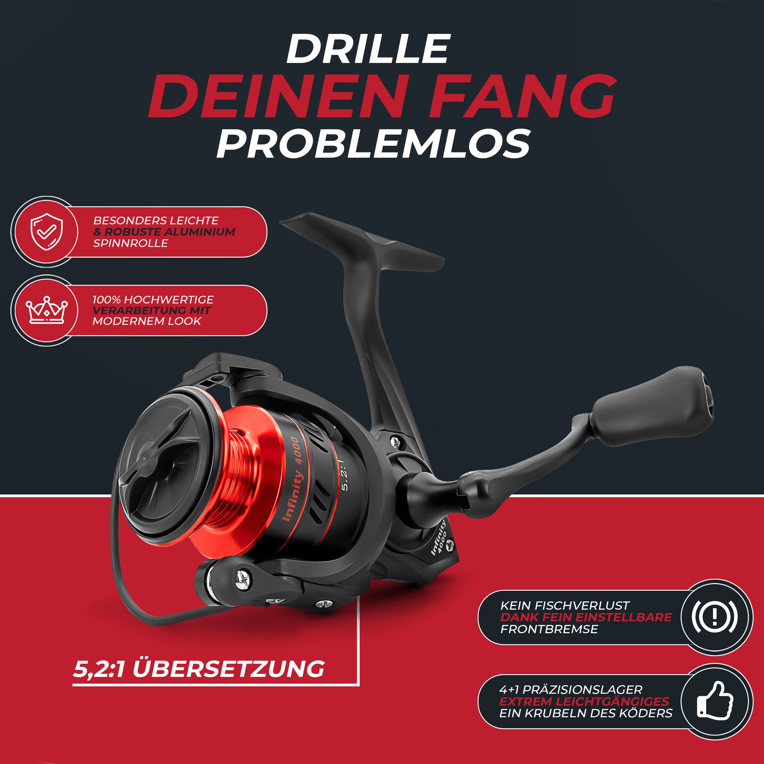 Paradox Fishing Spinnrute Firetiger, (Firetiger Spinnrute + Infinity Rolle), 2,1m/2,4m/2,7m, 5-20g/15-35g/20-60g – Bild 5 von 5