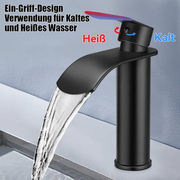 oyajia Waschtischarmatur Kurz Schwarzer Wasserhahn Bad 18 cm, Modern Edelstahl Bad Wasserhahn Kurz Waschtischarmatur Armatur Waschbecke Waschtischarmatur Badarmatur