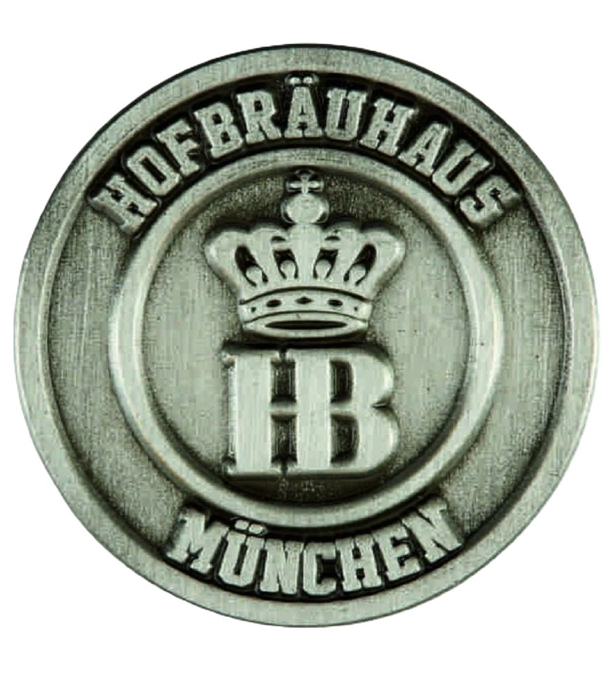Hofbräuhaus München Anstecknadel HB Metall-Pin „Münze“, antikes Münz-Design, Ø 2,5 cm, Butterfly, Größe: 2,5 cm Ø - Material: Metall