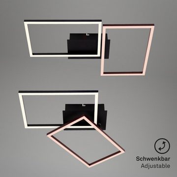 Briloner Leuchten LED Deckenleuchte 3149-015, CCT Farbtemperatursteuerung, Fernbedienung, dimmbar, Nachtlicht, Timer, LED fest verbaut, Kaltweiß, Neutralweiß, Tageslichtweiß, Warmweiß, Deckenlampe, 50x38,8x7,8cm, Schwarz, 30W, Wohnzimmer, Schlafzimmer