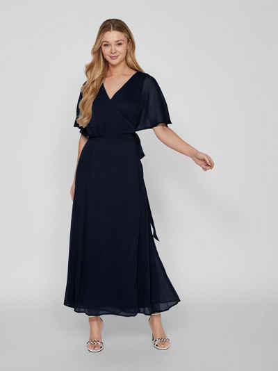 Vila Shirtkleid Elegantes Wickelkleid mit Gürtel Maxi Long Dress VIRILLA (extralang) 6910 in Blau-2