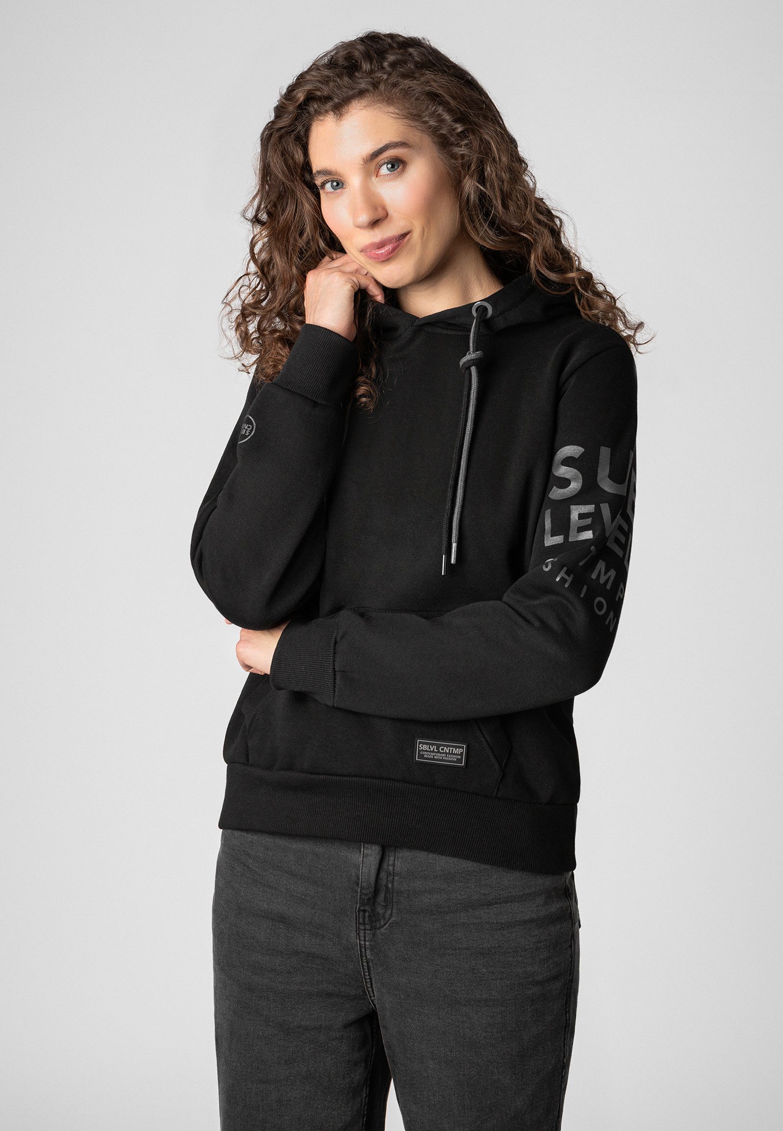 SUBLEVEL Kapuzenpullover Damen Hoodie mit auffälligen Prints auf Ärmel und günstig online kaufen