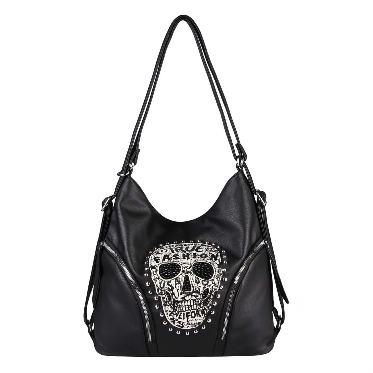 ITALYSHOP24 Rucksack Damen Totenkopf Shopper Tasche XL Rucksacktasche, Schä günstig online kaufen