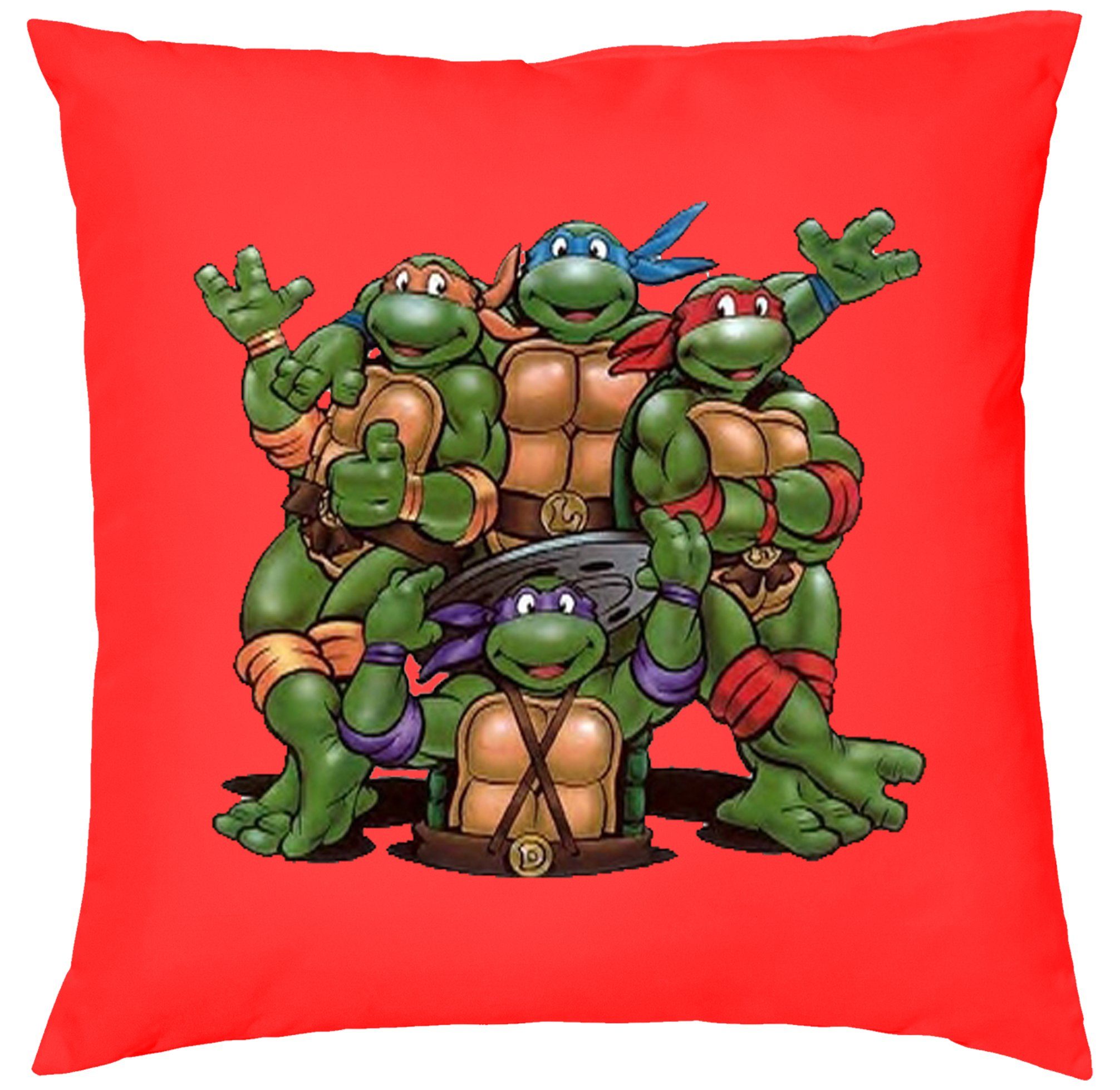 Turtles Füllung Team Dekokissen Blondie Brownie Kissen & Pizza Ninja mit Schildkröten Rot