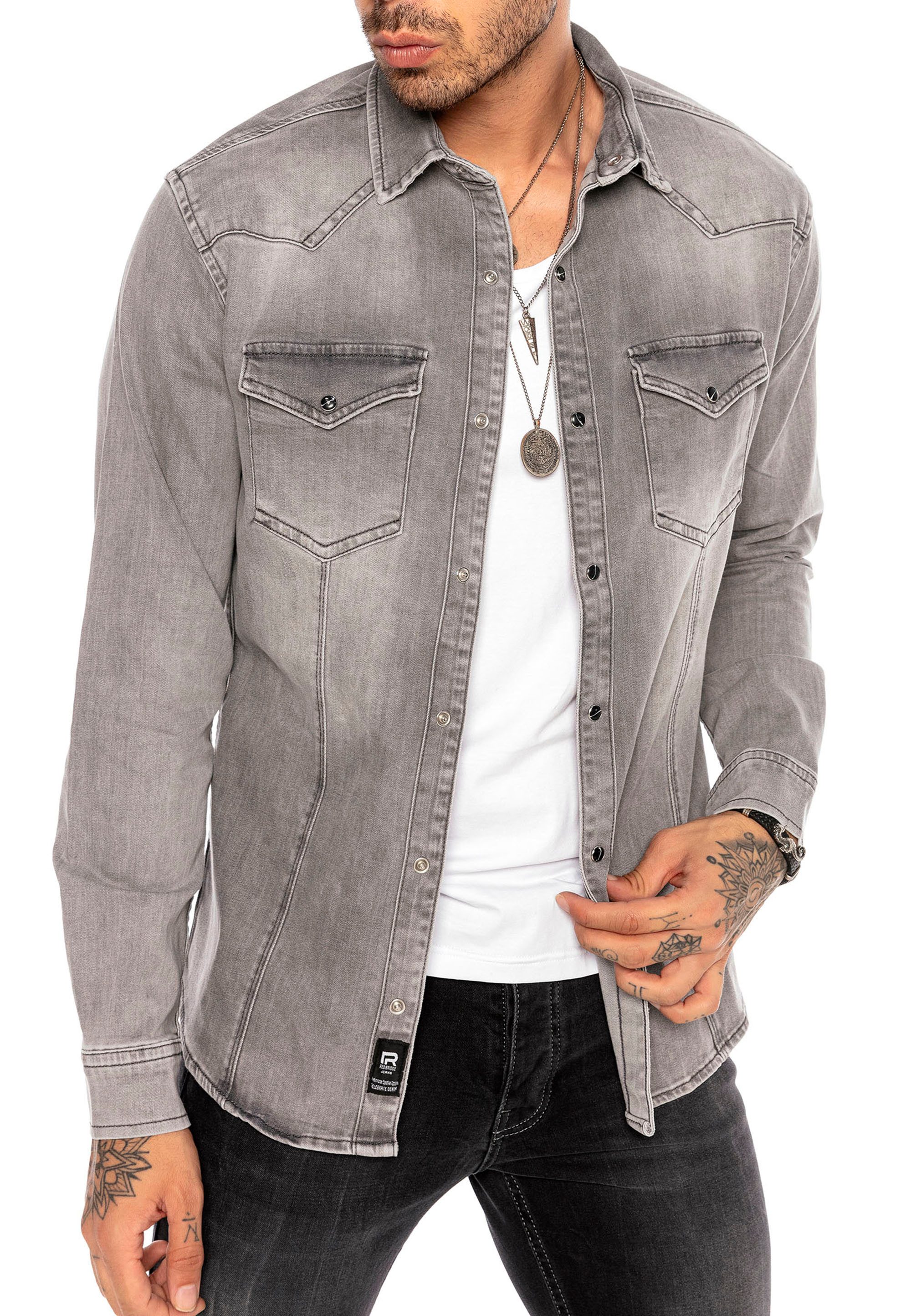 RedBridge Jeanshemd zeitloses Freizeithemd Premium Denim günstig online kaufen