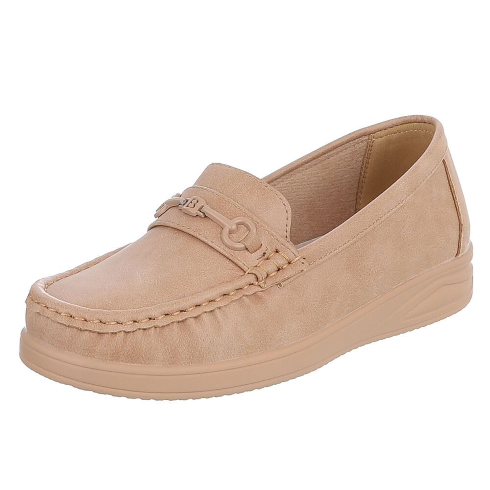 Ital-Design Damen Loafer Mokassin Slip-On mit Zierdetail Slipper (91849552) Flach Mokassins in Hellbraun