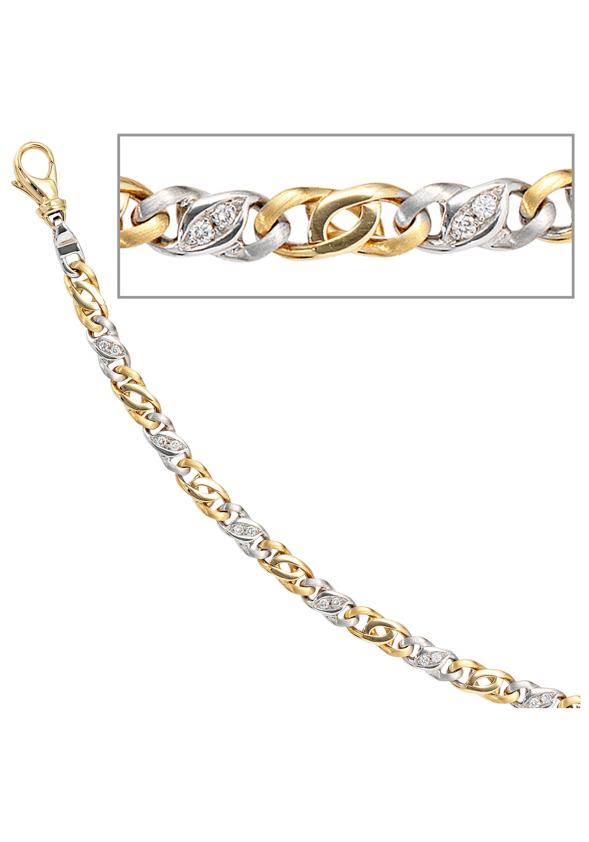 JOBO Goldarmband Diamantarmband Bicolor, 585 Gold mit 16 Diamanten