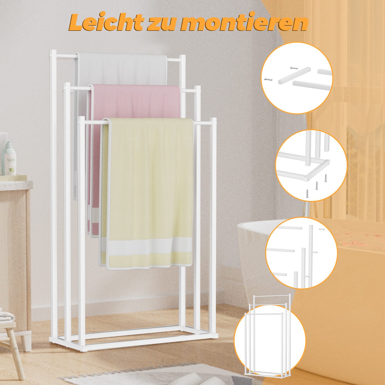 Rhein Beleuchtung Kleiderständer 3-stufiger Handtuchhalter stehend, freiste günstig online kaufen