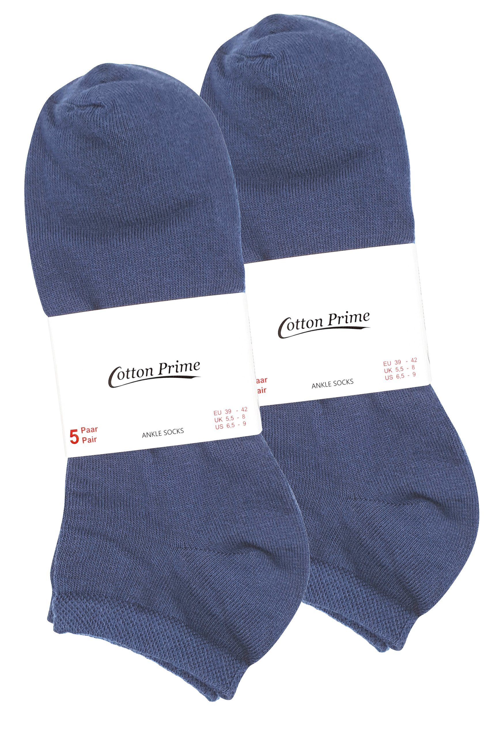 Baumwollqualität Jeansblau Cotton Sneakersocken (10-Paar) in Prime® angenehmer