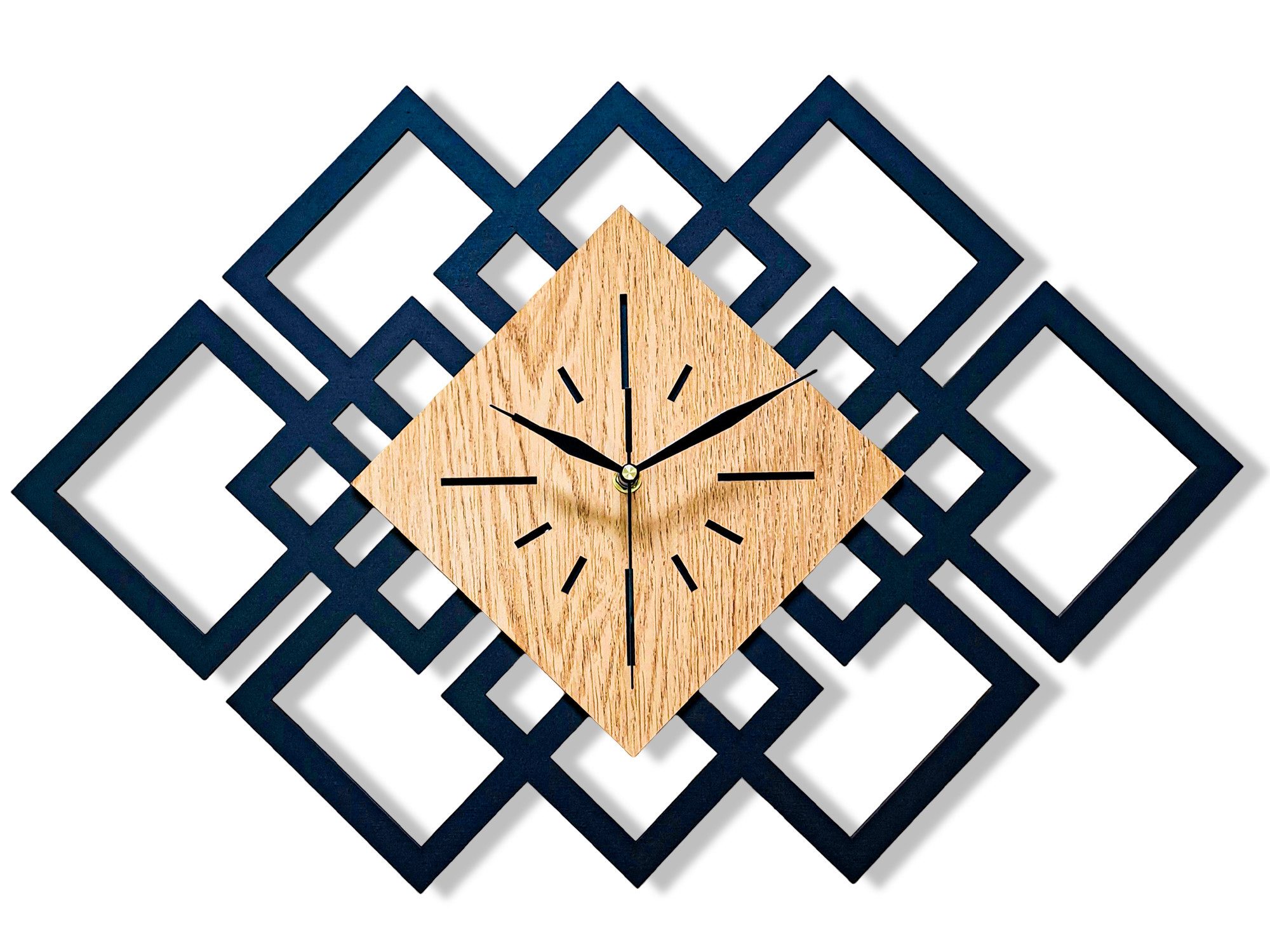 ORNAMENTI Wanduhr Groß, modern Wanduhr, Holz, Eichenfurnier, loft, minimalistisch (ohne Ticken, Wanddeko, Holzdeko, 4 Farben, hingucker Wanduhr)