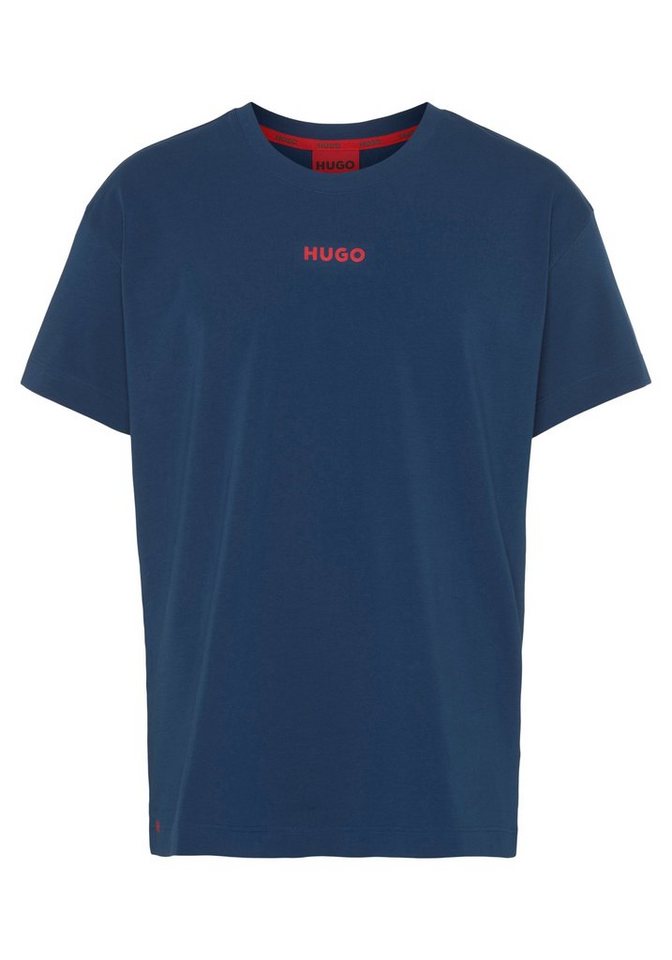 HUGO T-Shirt Linked T-Shirt mit HUGO Logoschriftzug, Single Jersey aus  Baumwollmix mit Elasthan