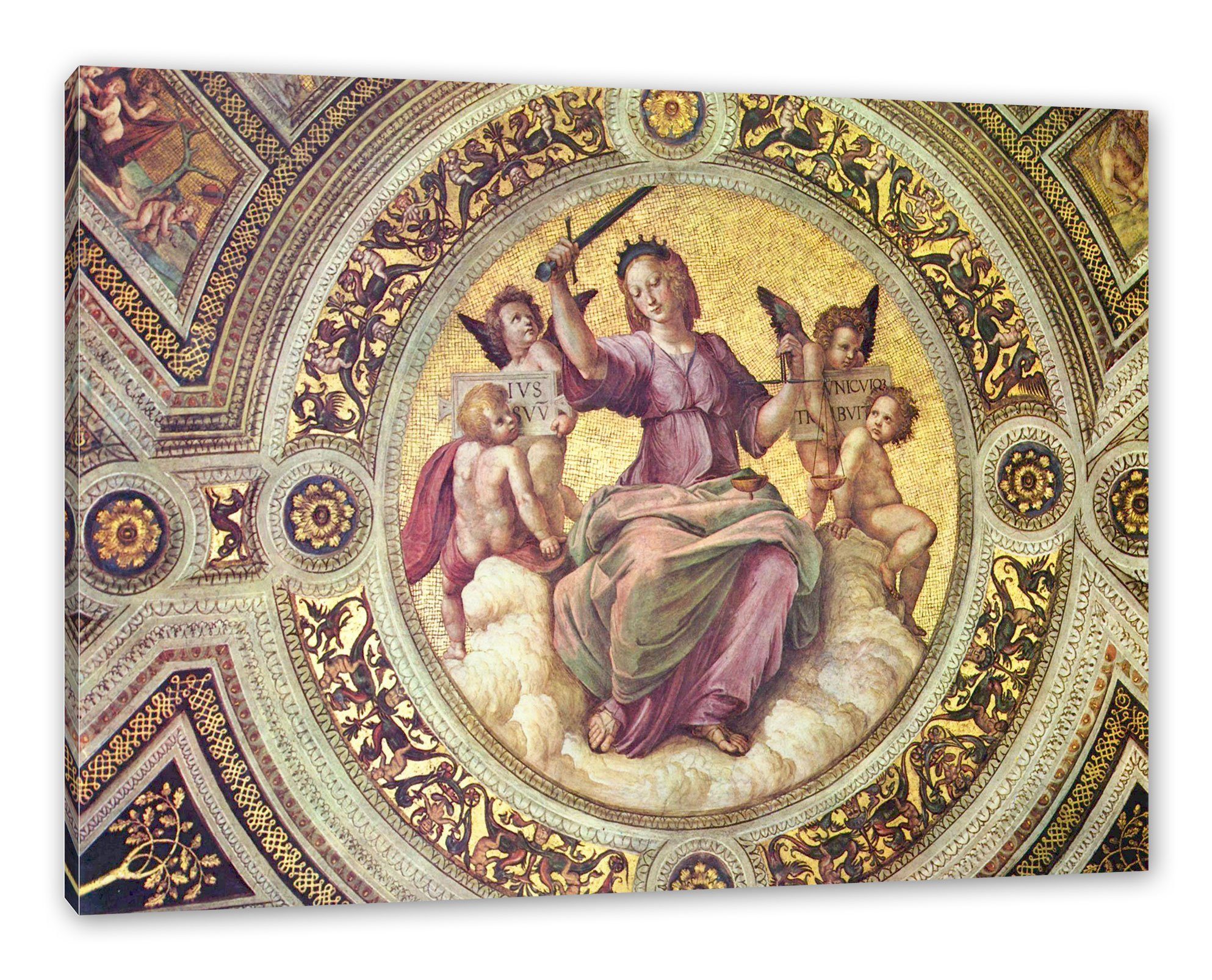 Pixxprint Leinwandbild Raffael - Deckenfresko Detail Szene: Justitia Tondo, günstig online kaufen