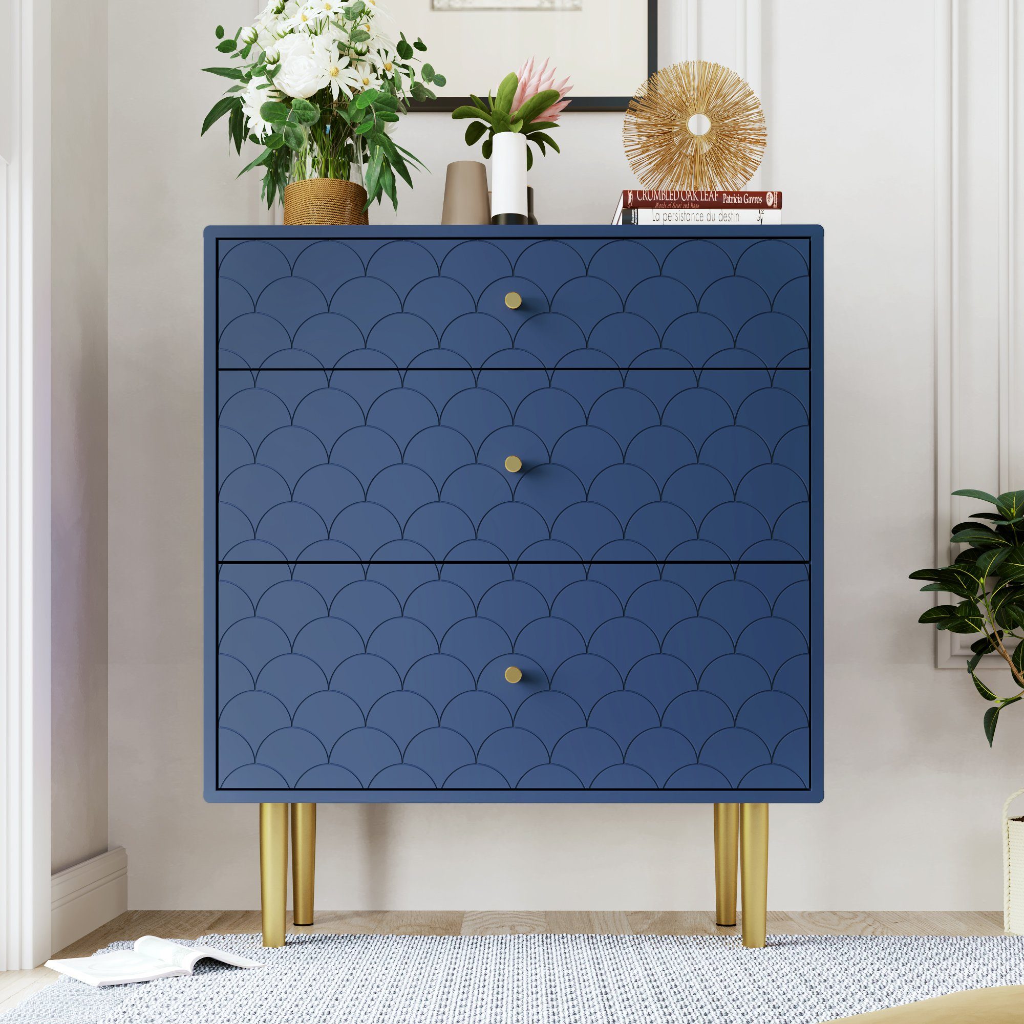 SOFTWEARY Kommode Mehrzweckschrank mit Schubladen (75/40/89 cm)