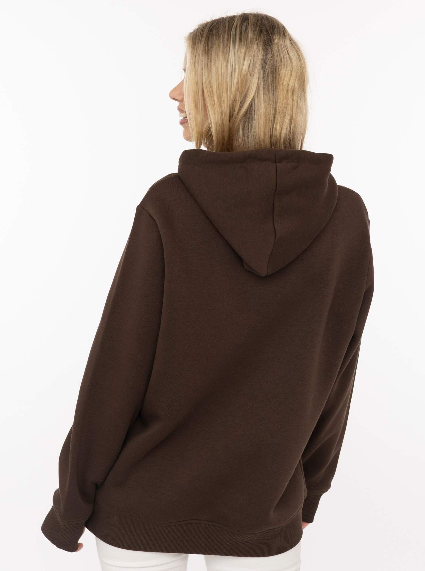 Zwillingsherz Hoodie "LOVE" Kapuzeninnenseite mit Leomuster, großer Print, Kängurutasche