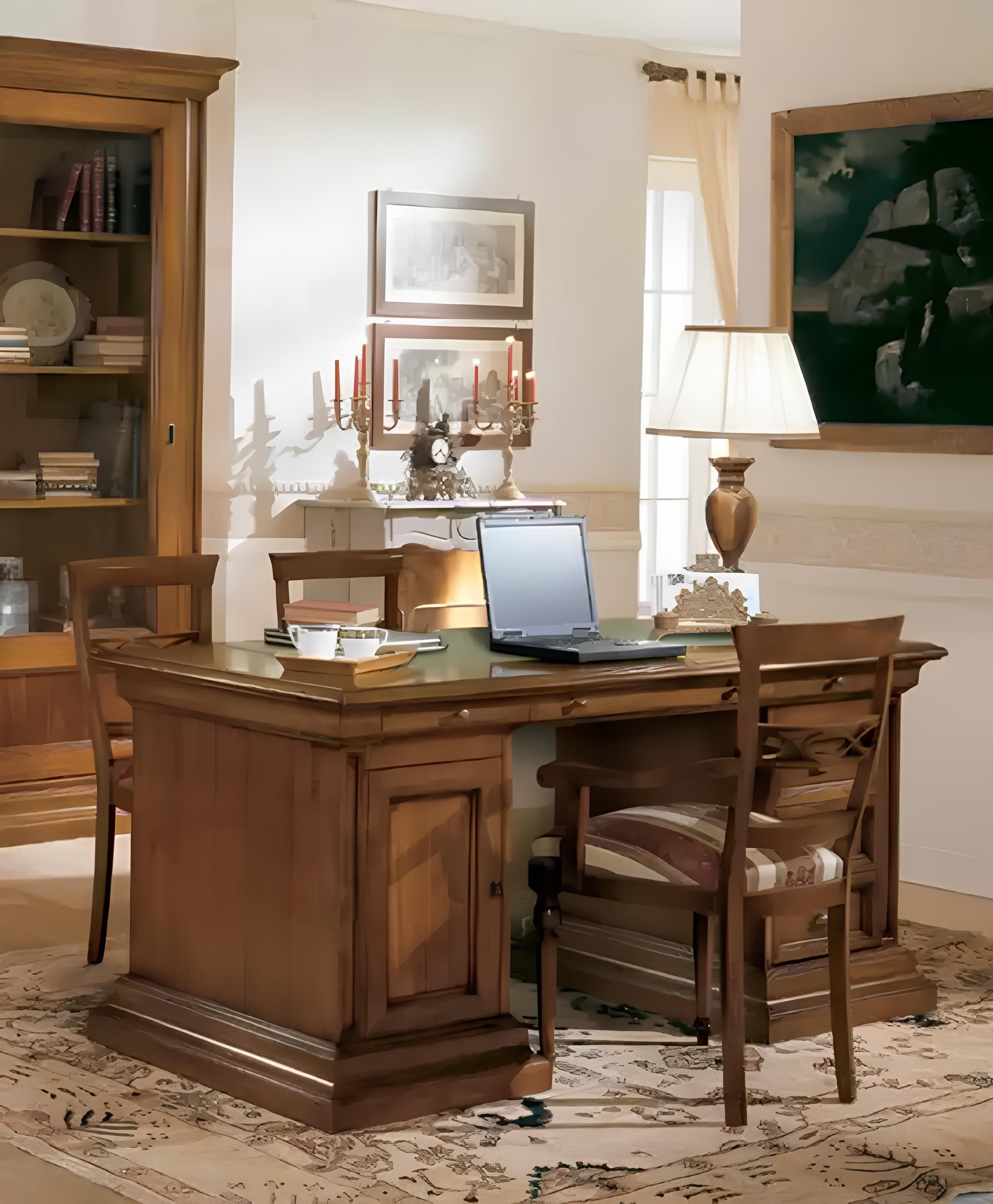 Xlmoebel Computertisch Brauner Schreibtisch im klassischen Design für das Wohnzimmer, Hergestellt in Europa