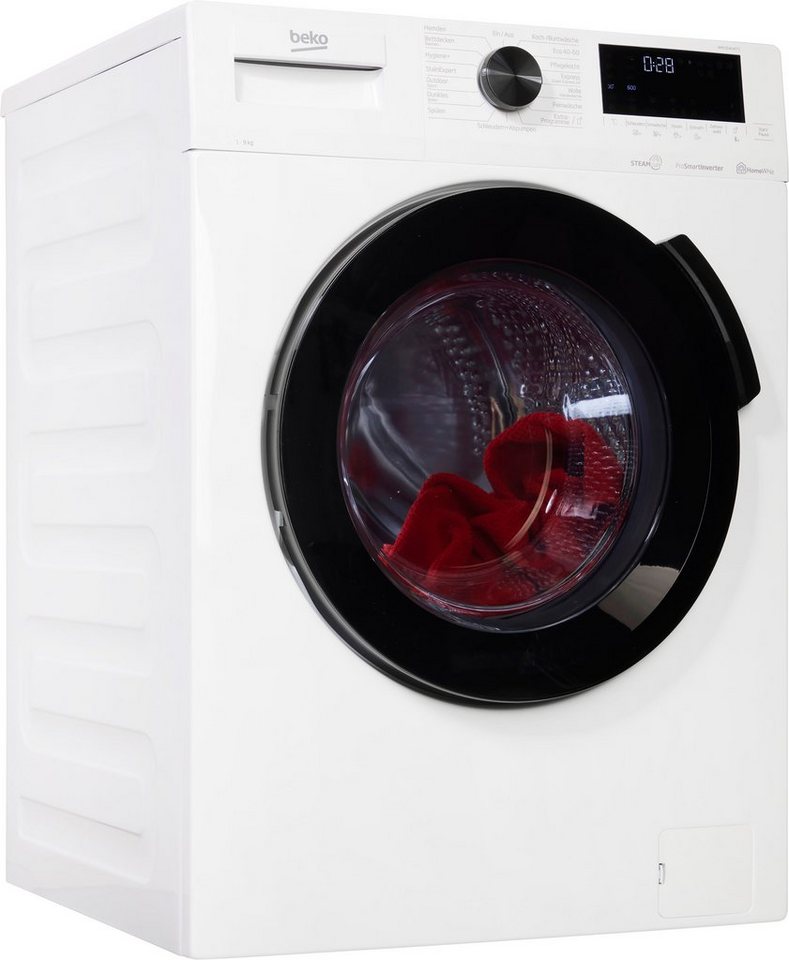 BEKO Waschmaschine WMC91464ST1, 9 kg, 1400 U/min, SteamCure-Dampf gegen  harte Flecken und Faltenbildung als Zusatzfunktion