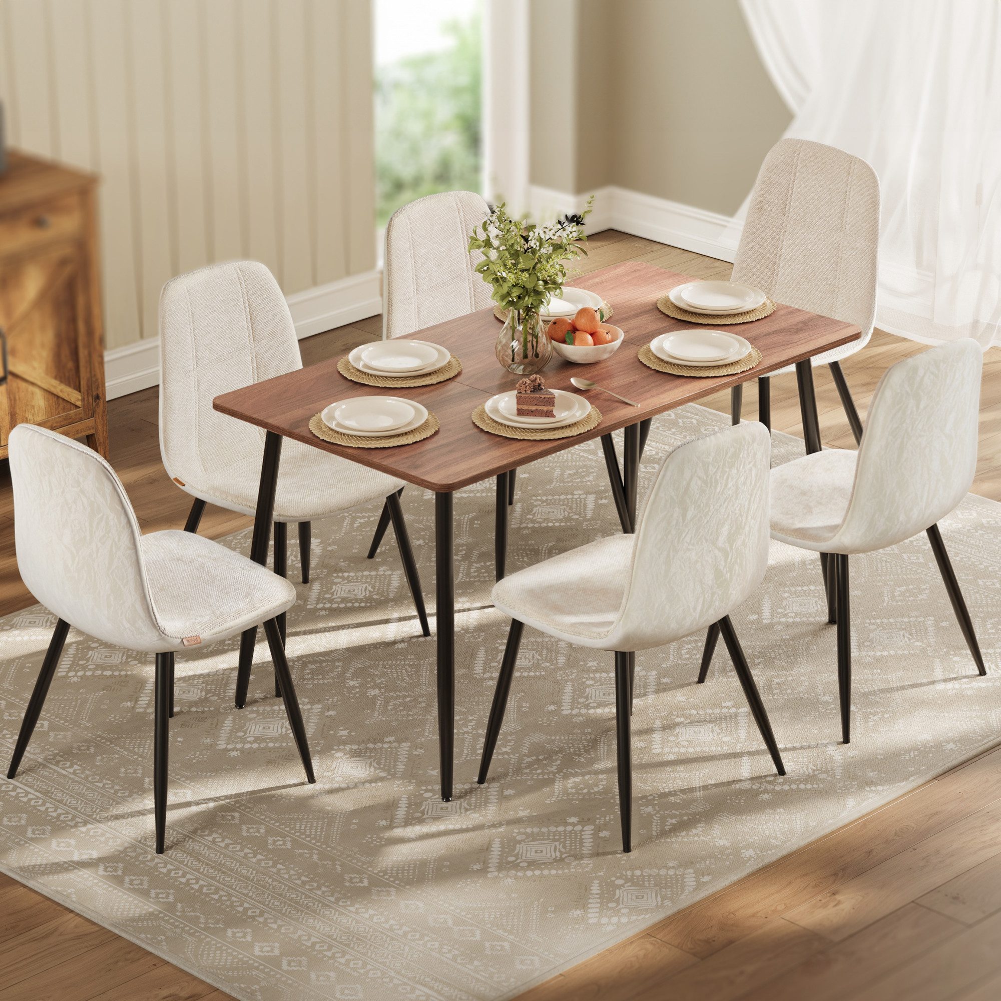 VASAGLE Esszimmerstuhl Metallbeine, verstellbare Füße, pflegeleicht (6 St), günstig online kaufen