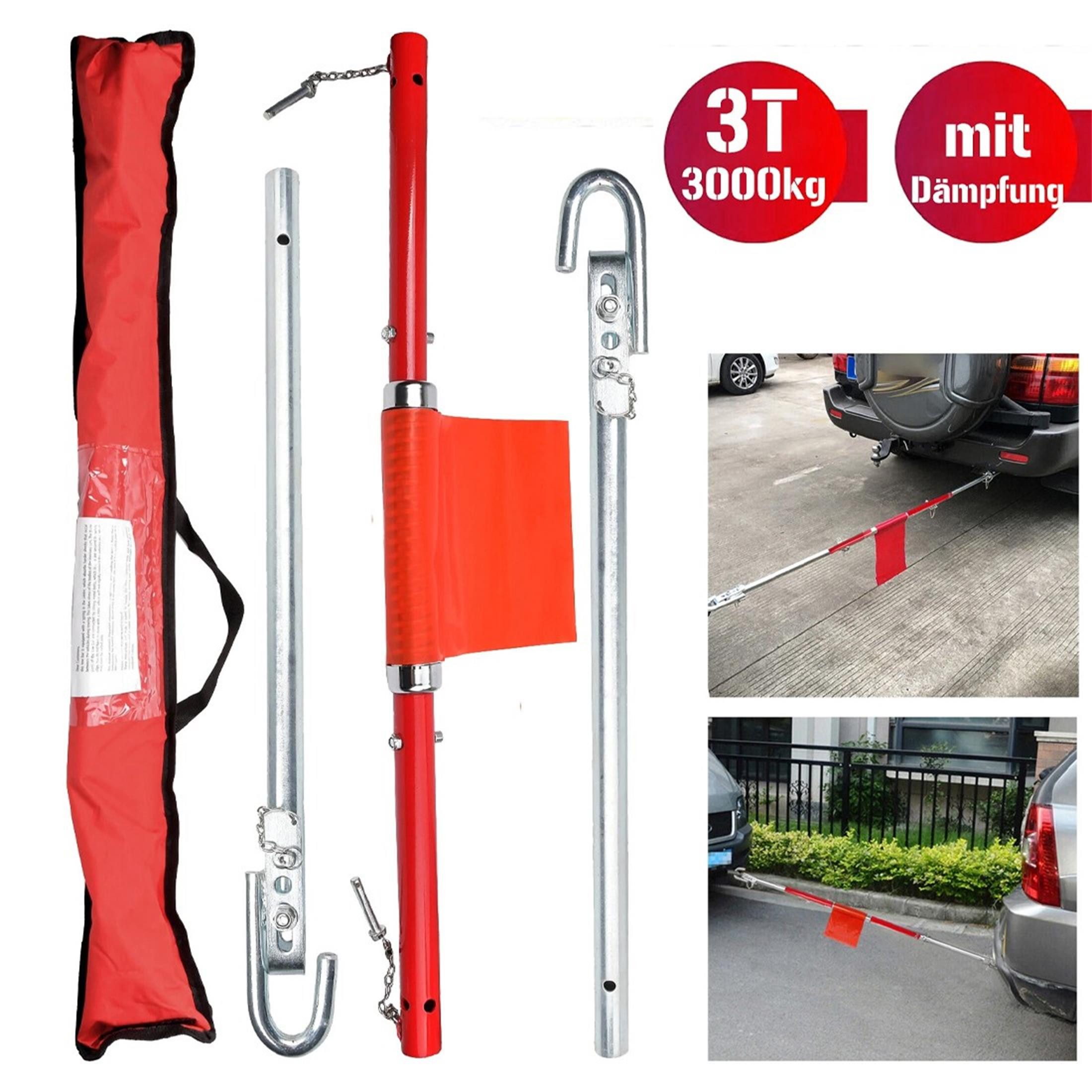 Luckice Abschleppstange mit Dämpfung, 3000 kg, 1,85 m, 3-teilig, Stahl, Pannenhilfe für PKW & Kfz