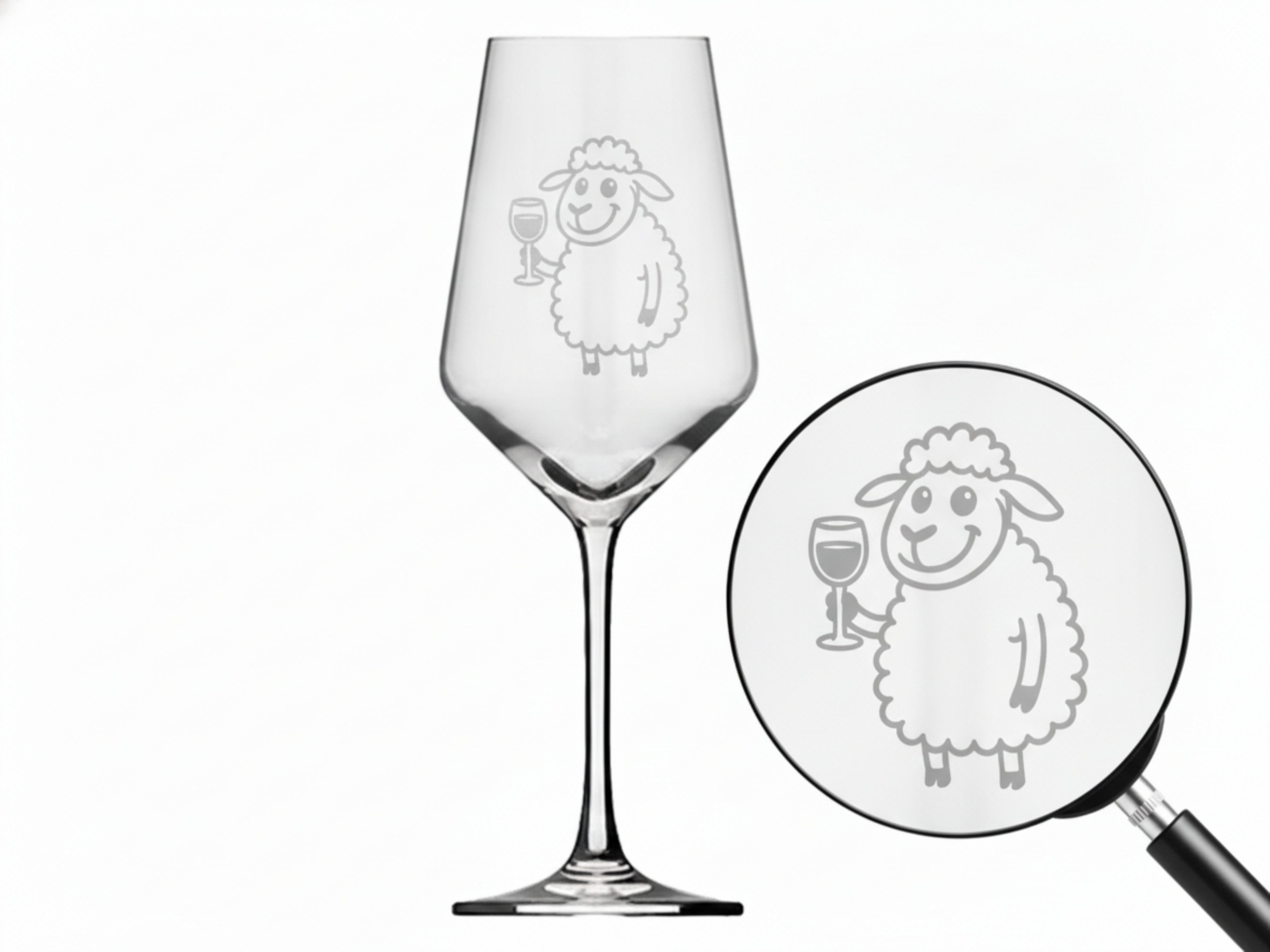 eXODA Weinglas Weinglas graviert Schaf trinkt Wein 350ml, 1-tlg., Glas, Atemberaubende Darstellung