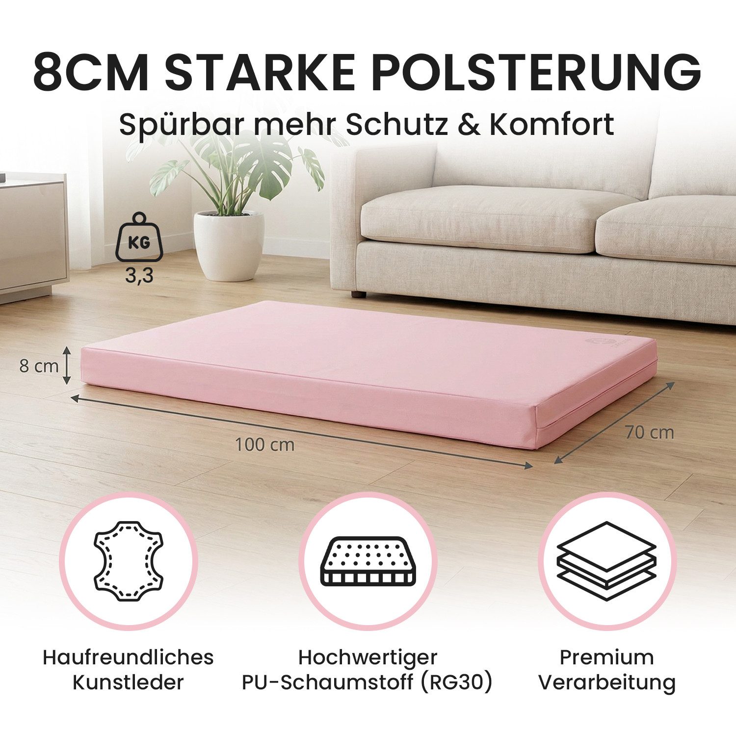 Jeflex Weichbodenmatte Jeflex Turnmatte 100 x 70 x 8 cm Fitness Weichbodenmatte Sportmatte