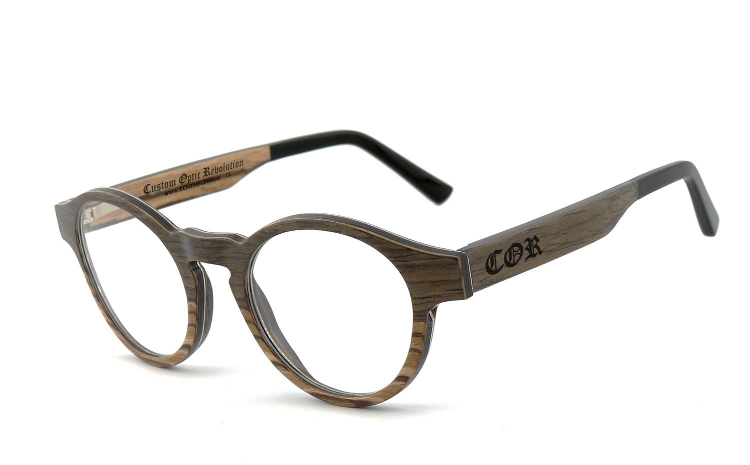 Holzbrille, Brille COR009 mit Flex-Scharnieren Bügel COR