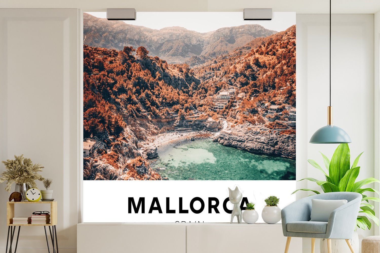 Spanien Wohnzimmer (5 bedruckt, Tapete Matt, MuchoWow Mallorca Schlafzimmer, Vinyl St), Fototapete - - Natur, Wandtapete für oder