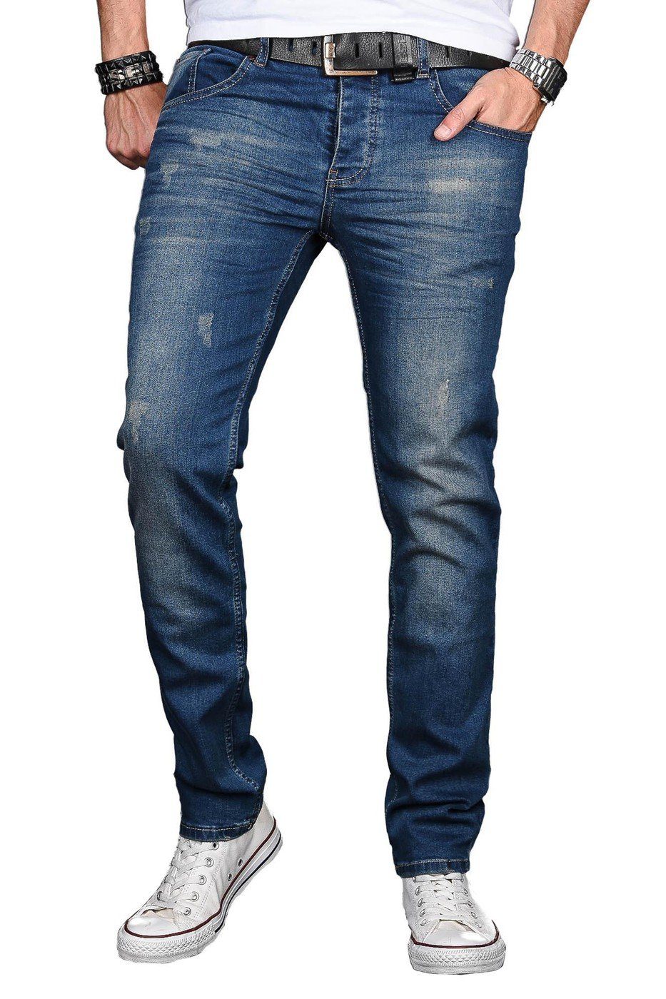 Alessandro Salvarini Straight-Jeans ASLuca Stretch mit Elasthan jeansblau