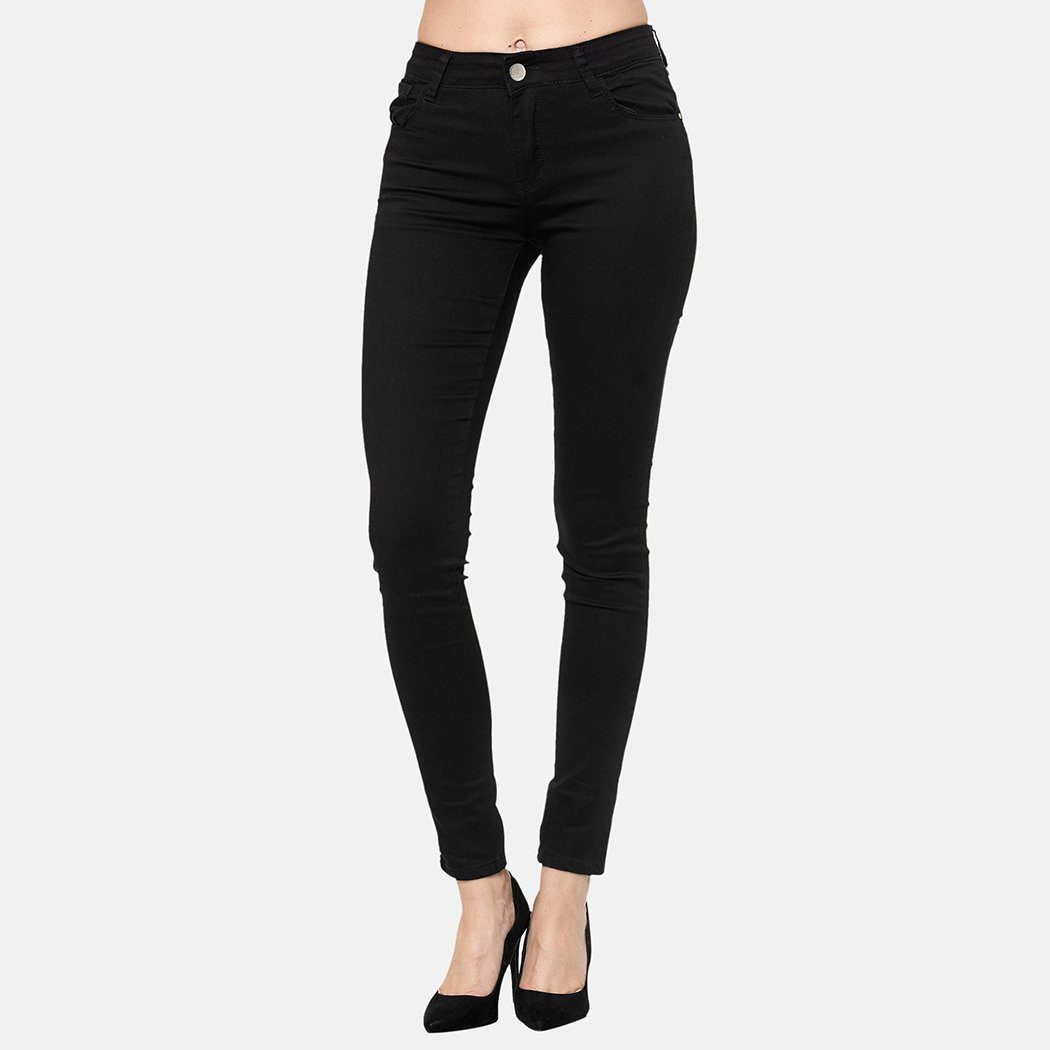 Elara Slim-fit-Jeans Elara Damen Stretch Hose Push Up Jeans (1-tlg) Schwarz