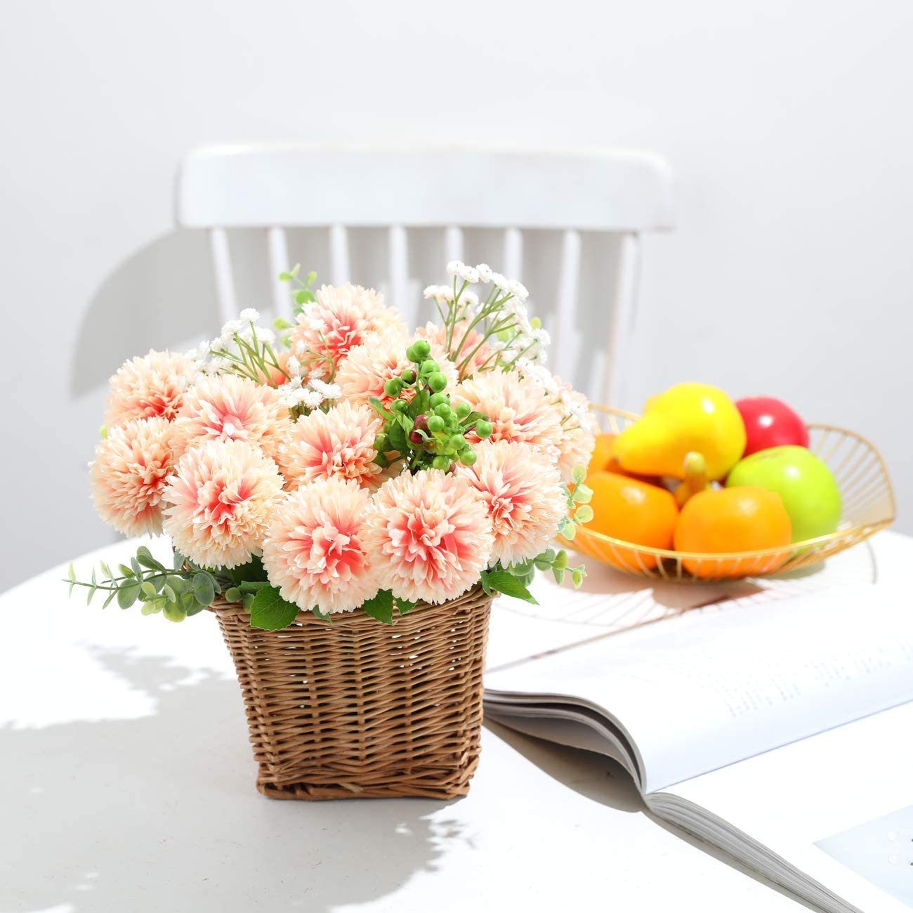 Kugel, Orange Künstliche Pompon Jormftte Hortensie Kunstblume Blumen,Seide
