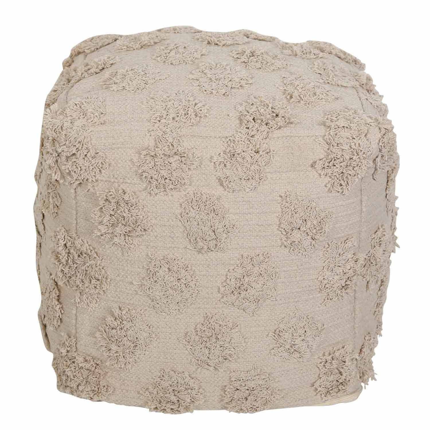 Casa Moro Pouf Boho Sitzhocker Lara cream beige Polsterhocker Pouf aus Baumwolle, mit abnehmbarem Bezug
