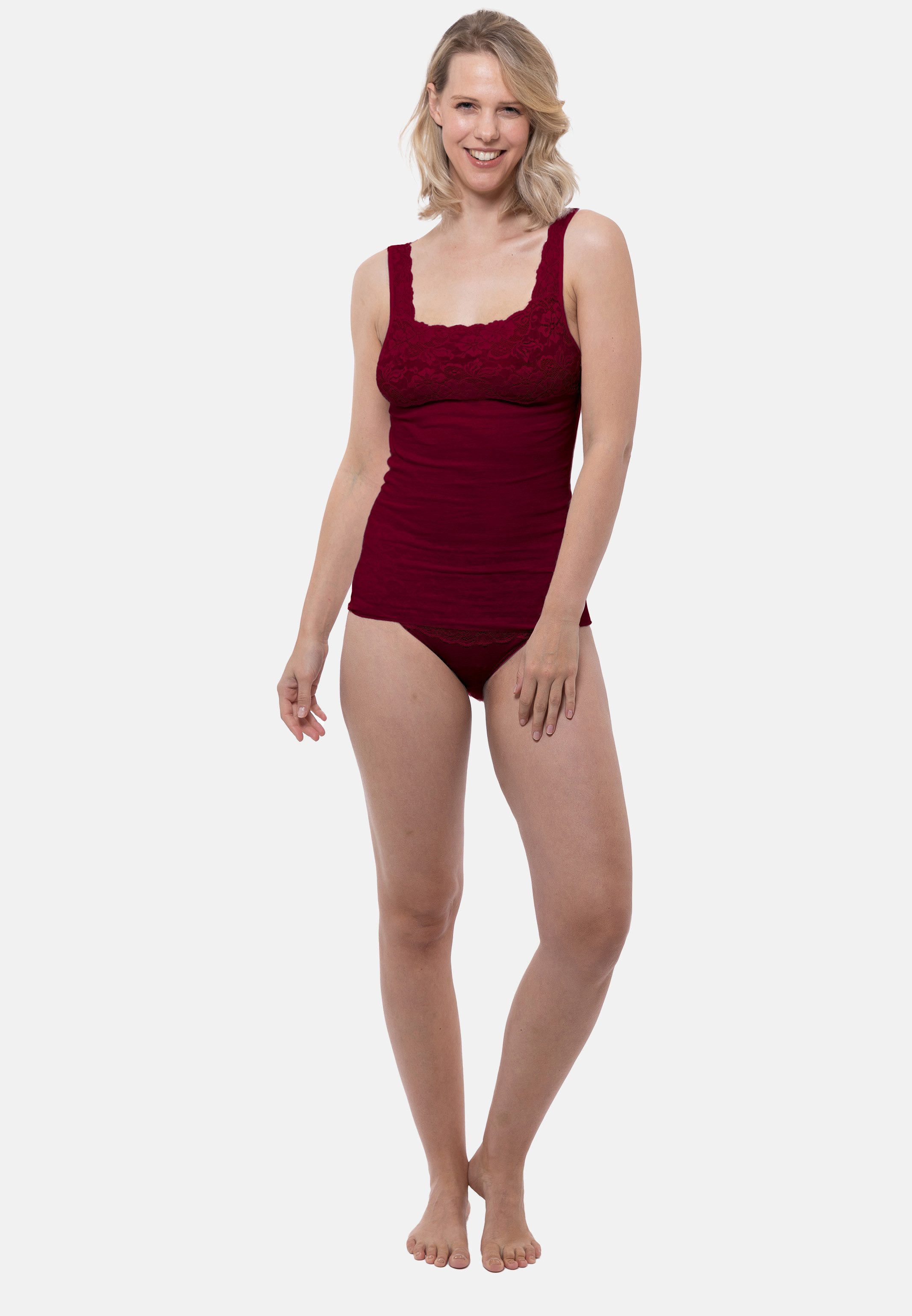 Nina Von C. Unterhemd Fine Cotton (1-St) Unterhemd / Top - Baumwolle - Atmungsaktiv - Mit Spitzen-Details