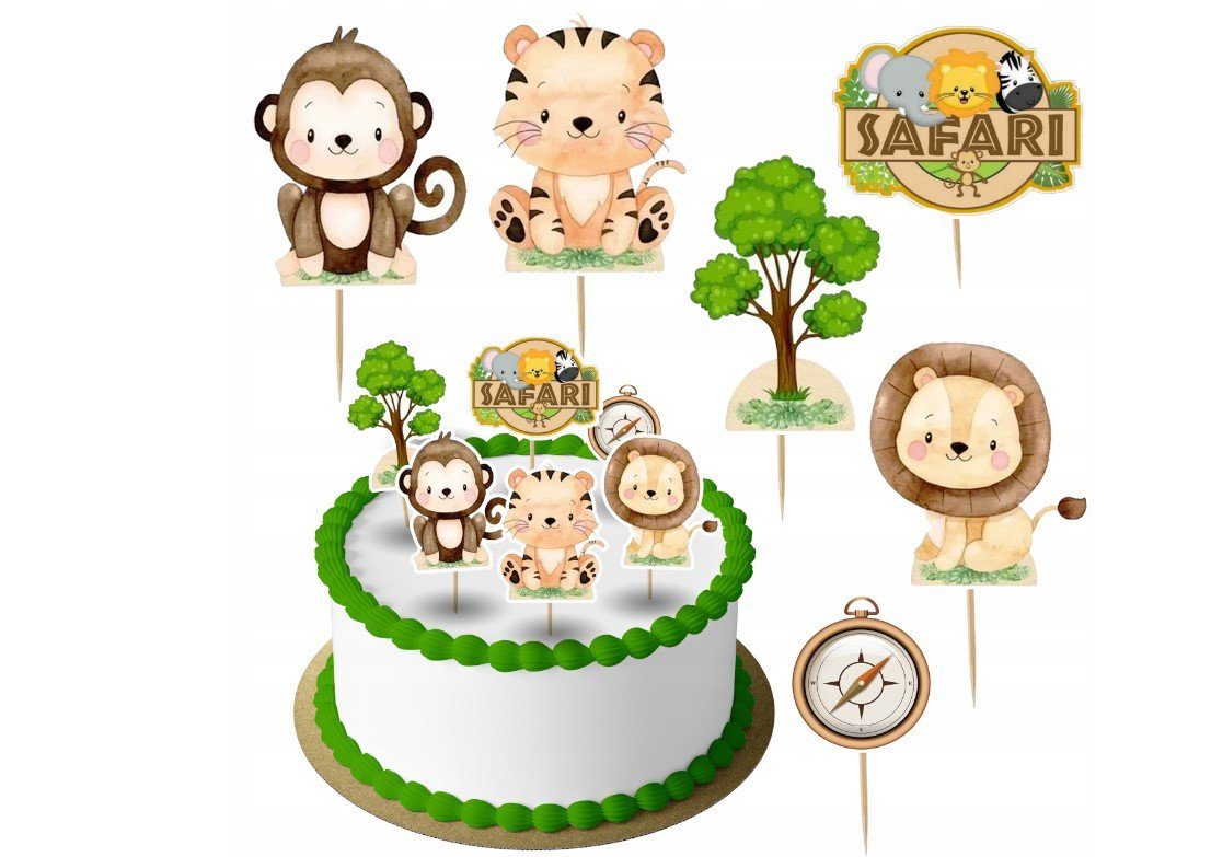 Festivalartikel Tortenstecker Safari Topper Set 6 Stk Geburstag Torten Deko Kuchen Junge