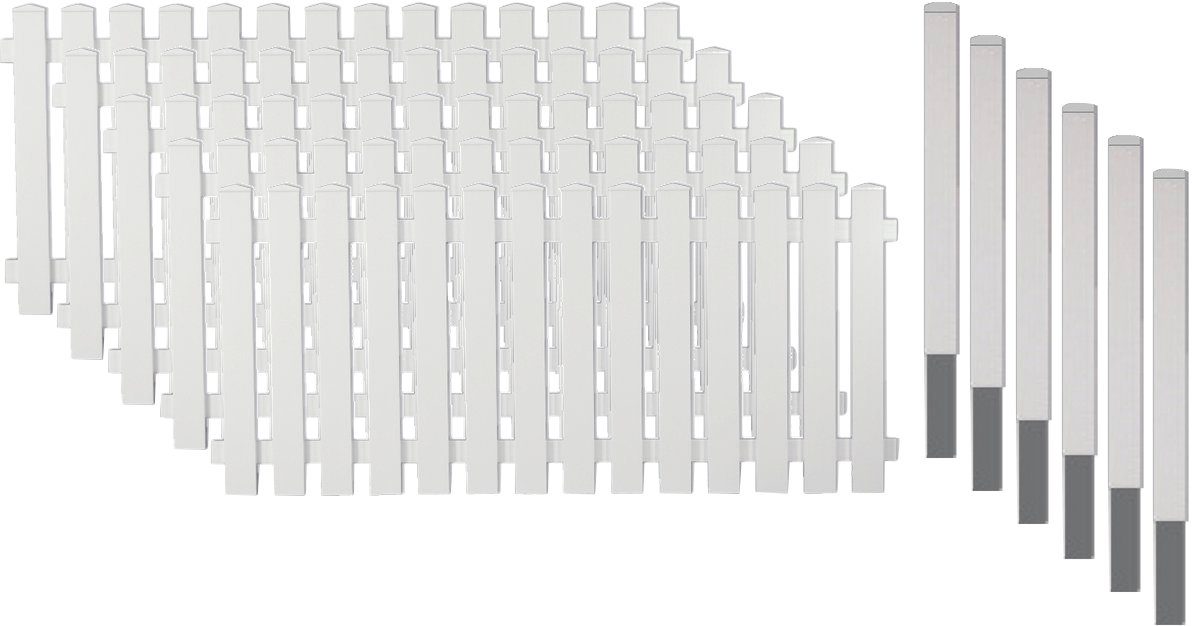 Tetzner & Jentzsch Gartenzaun Lexington 3, (Set), Kunststoff, 80 cm hoch, 5 Elemente für 9,54 m, 6 Alu-Pfosten