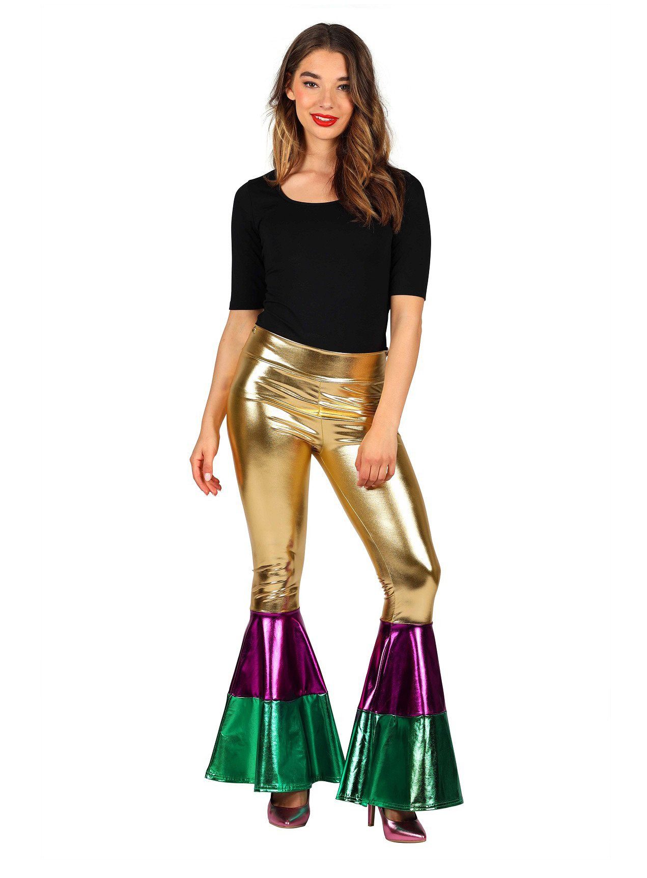 thetru Kostüm Disco Leggings für Damen Fireworks, 70er Jahre Schlaghose mit günstig online kaufen