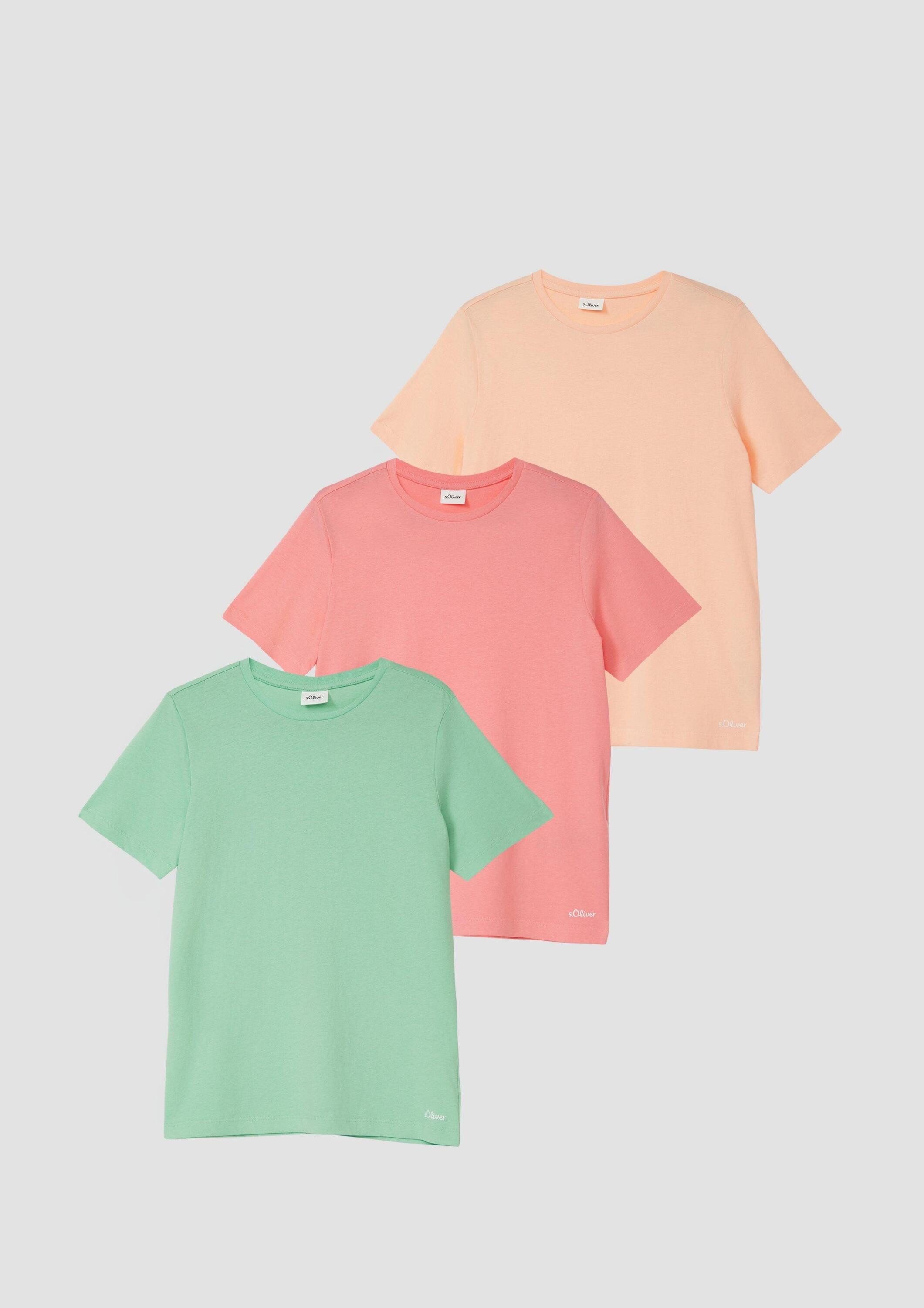 s.Oliver Kurzarmshirt T-Shirt 3er-Pack Unisex T-Shirt