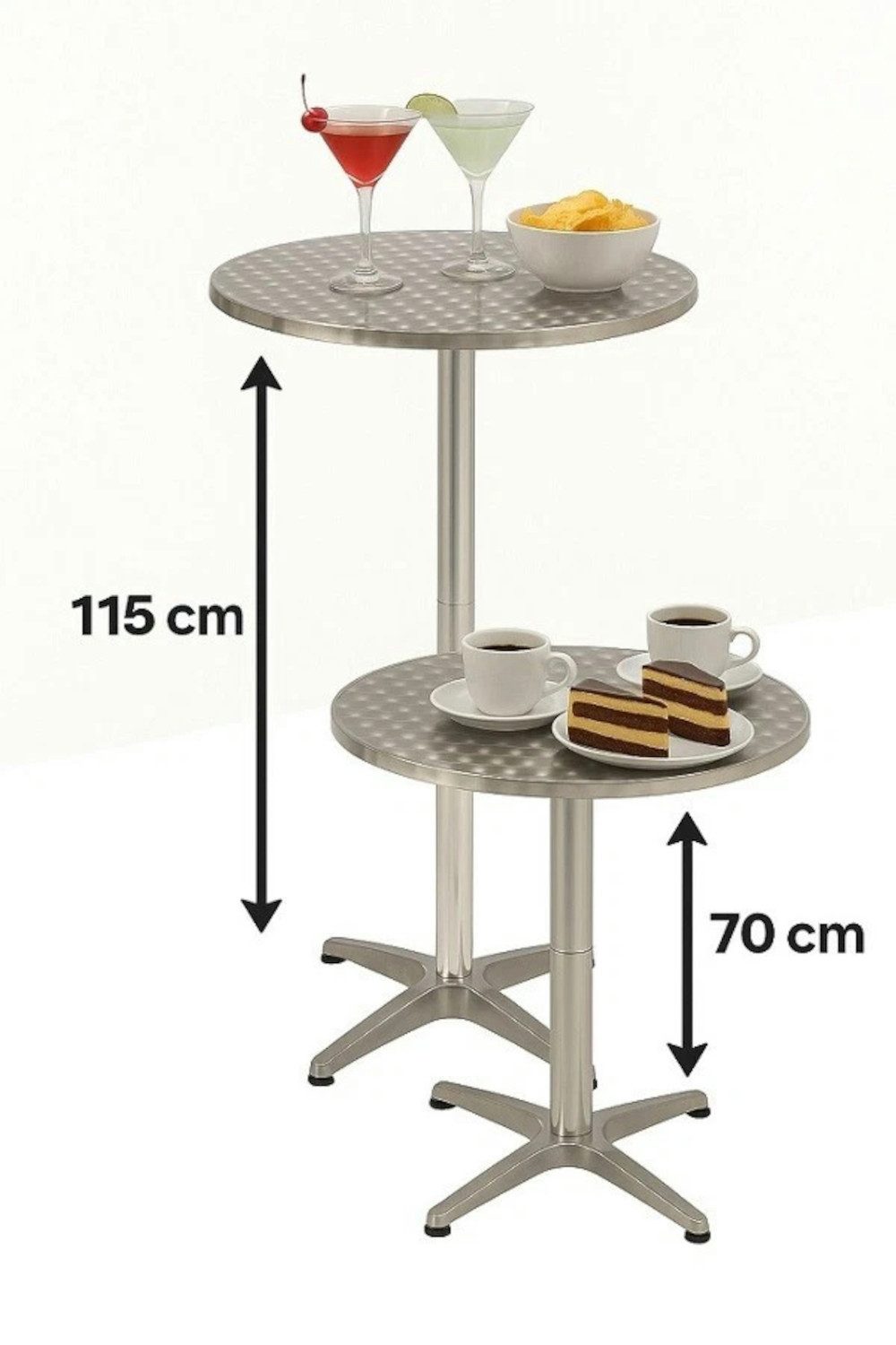BruKa Bistrotisch Stehtisch COAL Partytisch klappbar Gartentisch höhenverstellbar (1-St)