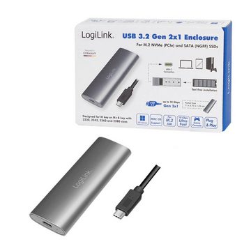 LogiLink Festplatten-Gehäuse USB 3.2 Gen 2x1-Gehäuse für M.2 NVMe (PCIe) &