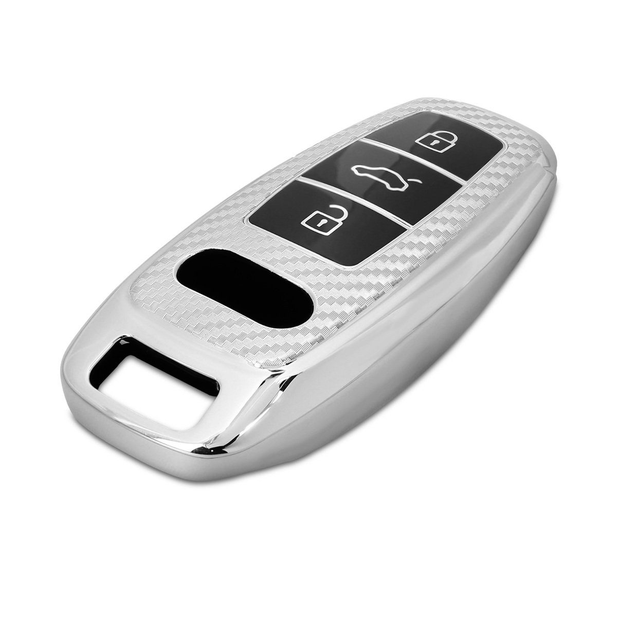 kwmobile Autoschlüssel Hülle kompatibel mit Audi A6 A7 A8 Q7 Q8 3-Tasten  Autoschlüssel Keyless - Hardcover Schutzhülle Schlüsselhülle Cover Carbon