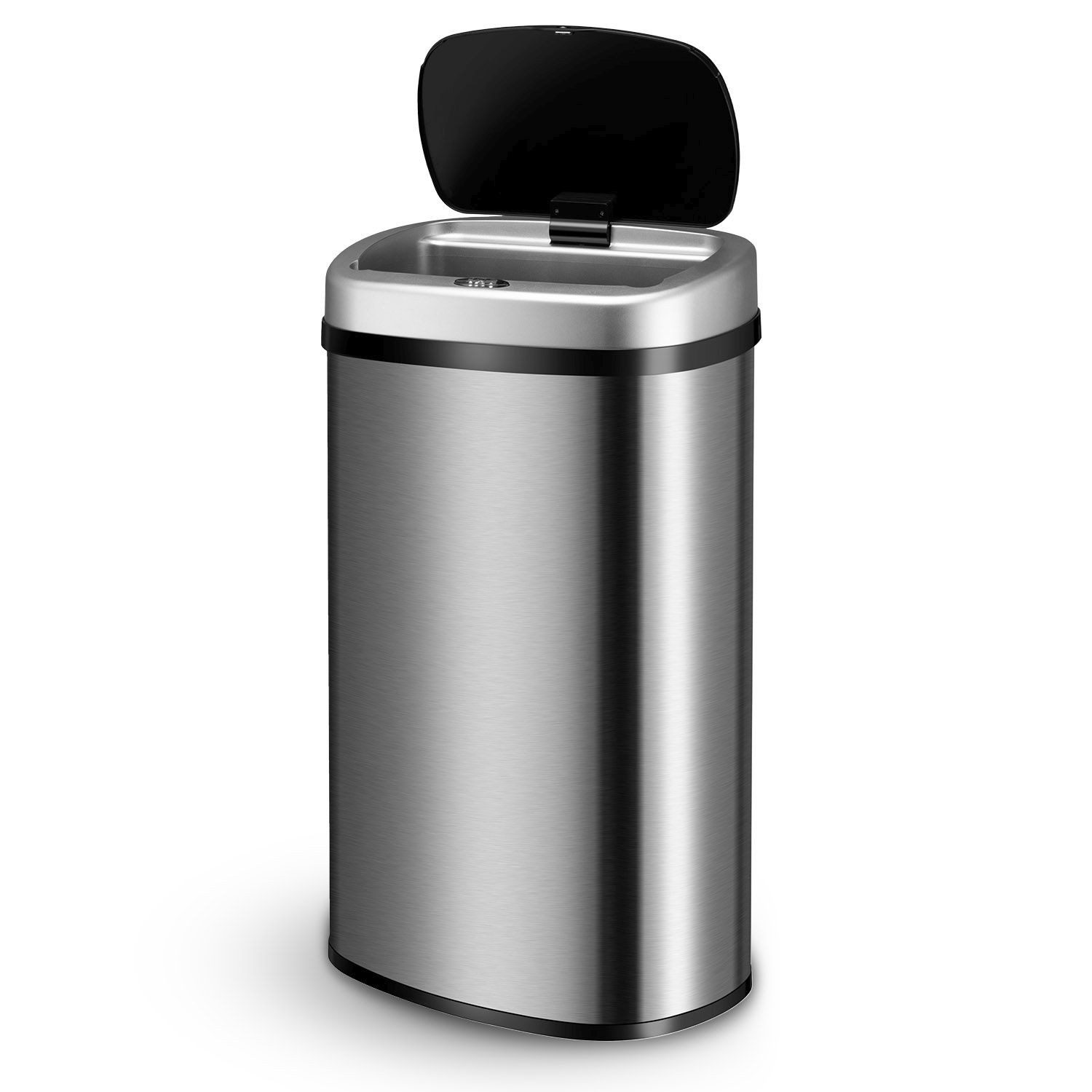 Juskys Mülleimer, 60 L, rostfrei, intelligenter Sensor, batteriebetrieben, geräuscharm