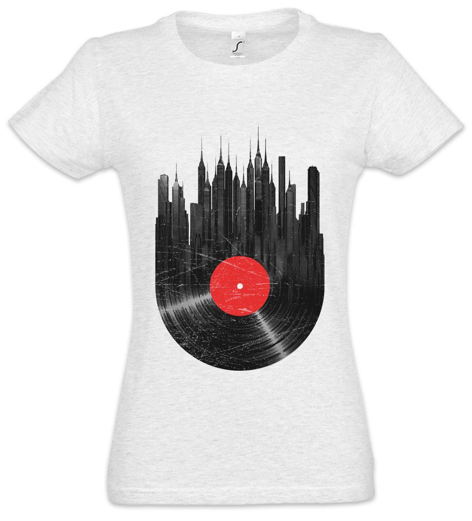 Urban Backwoods Print-Shirt Recordl City Damen T-Shirt Schallplatte Club Disco Retro Music (1-tlg) Collector Plattenspieler Phonograph Player