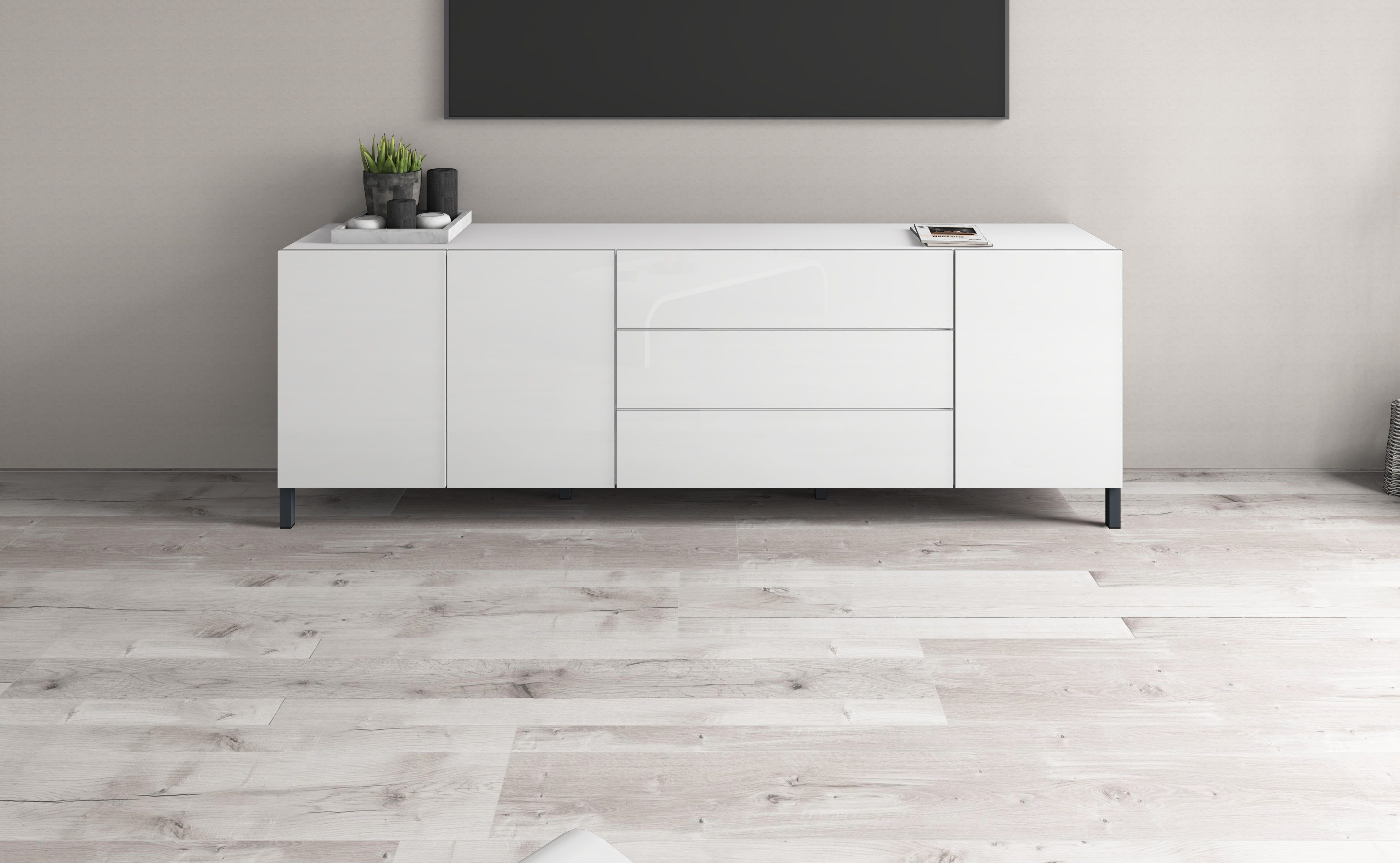 borchardt Möbel Sideboard Sophia, Kommode mit Metallfüßen, 3 Schubkästen, Breite 152 oder 190 cm, 152 oder 190cm, viel Stauraum, grifflos, praktisch, mehrere Größen