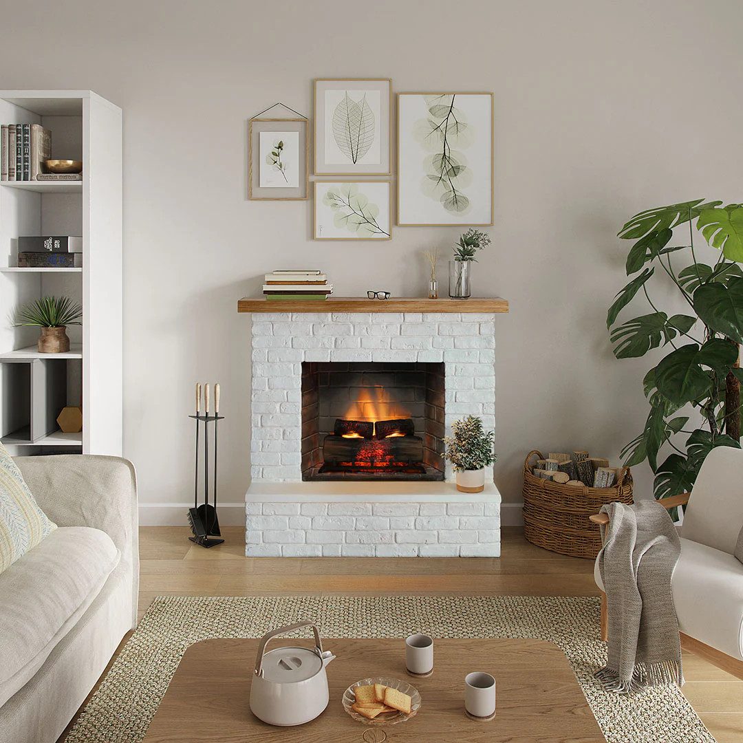 TAGU Elektrokamin Elektrokamin ROLF Backstein weiß neuesten Technik 3D Flam günstig online kaufen