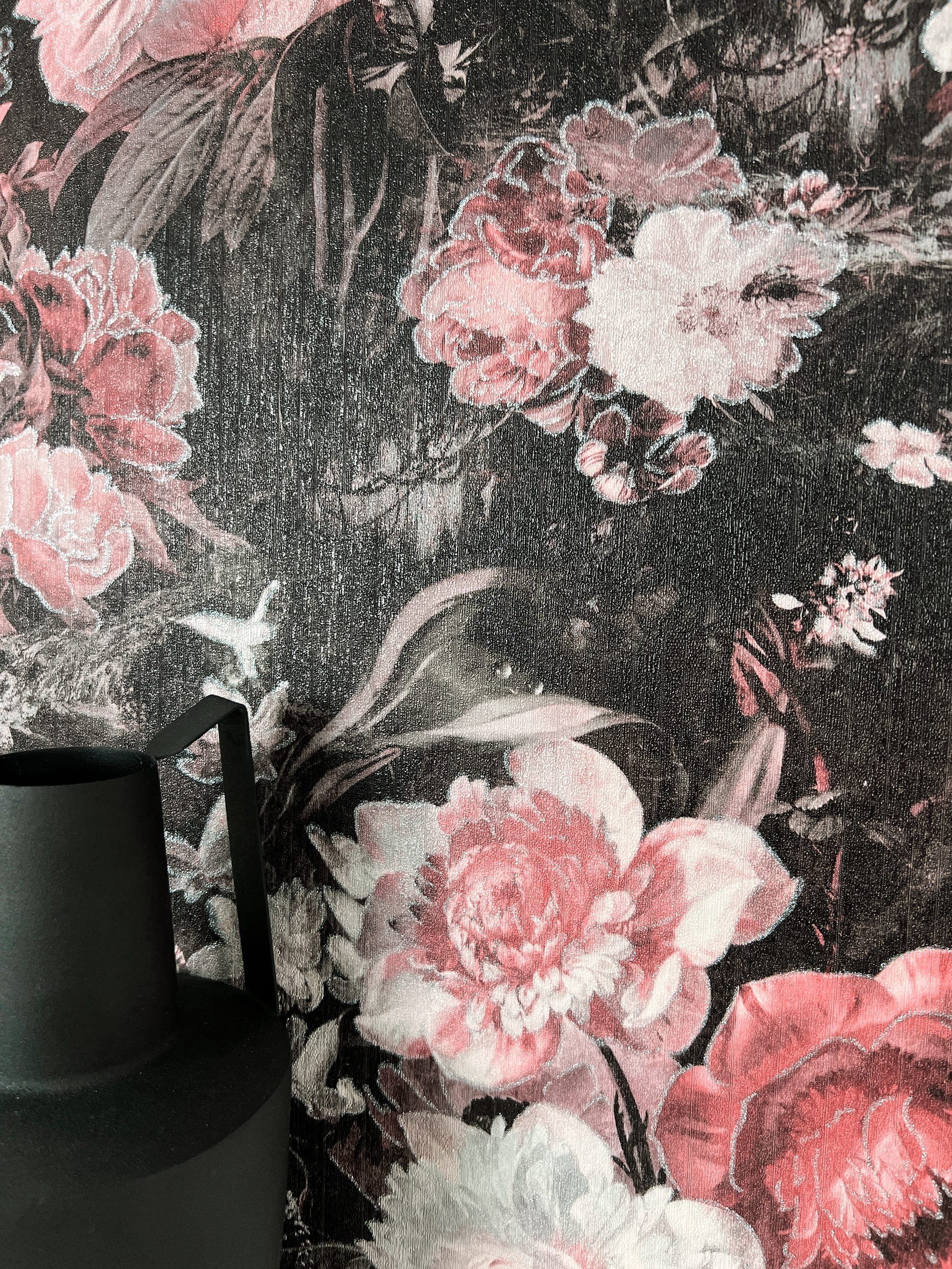 Newroom Vliestapete, Rosa Tapete Floral Blumen günstig online kaufen