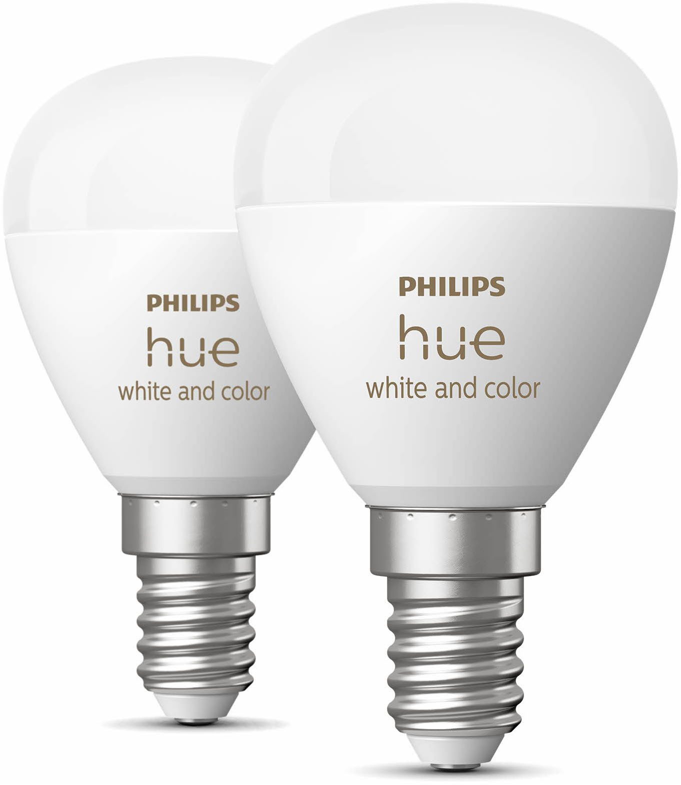 Philips Hue LED-Leuchtmittel White / White & Color Ambiance Luster, Tropfenform 470lm, 2er-Set, E14, 2 St., Farbwechsler