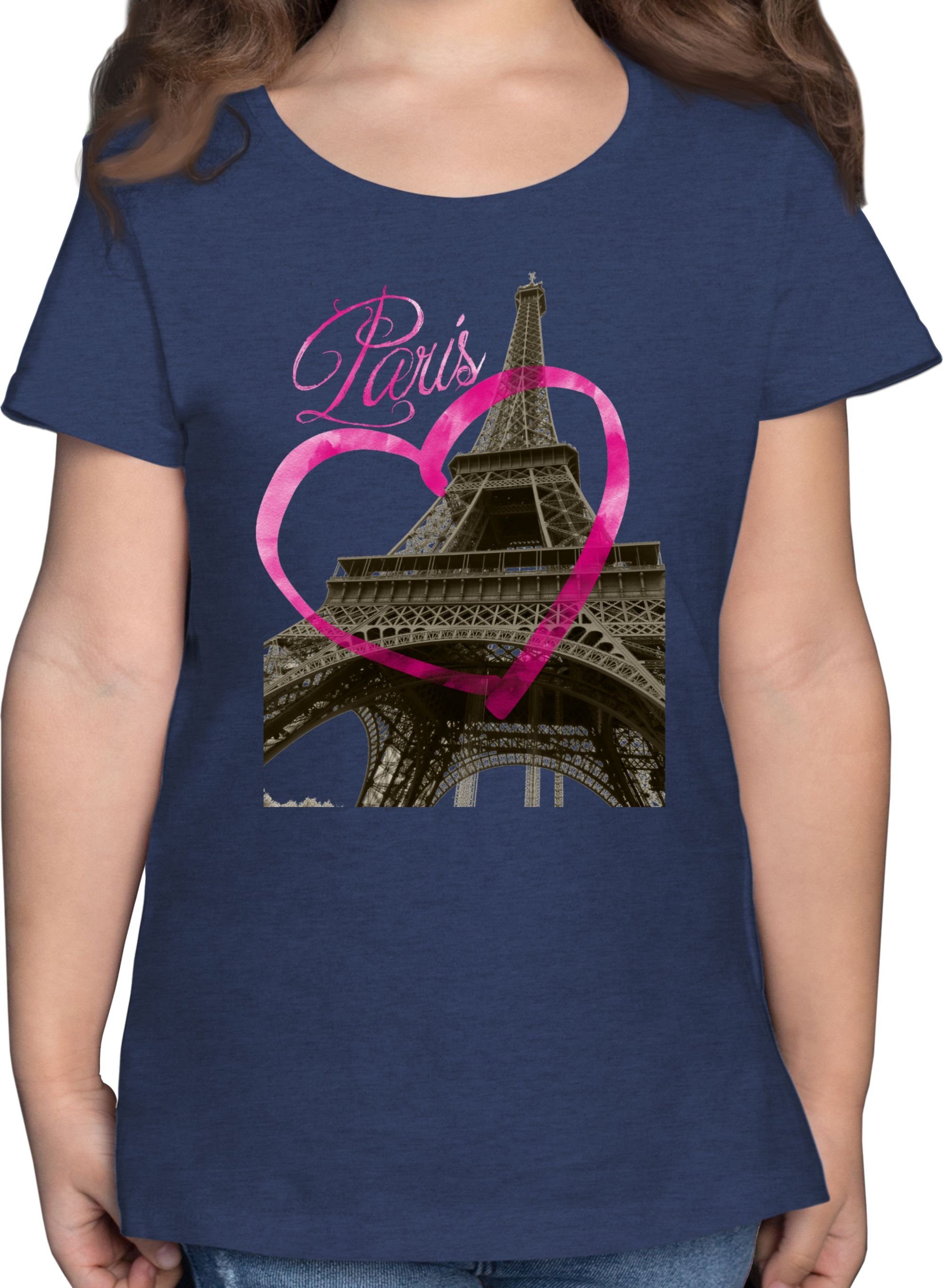 Shirtracer T-Shirt I love Paris Kinder Länder Wappen 2 Dunkelblau Meliert