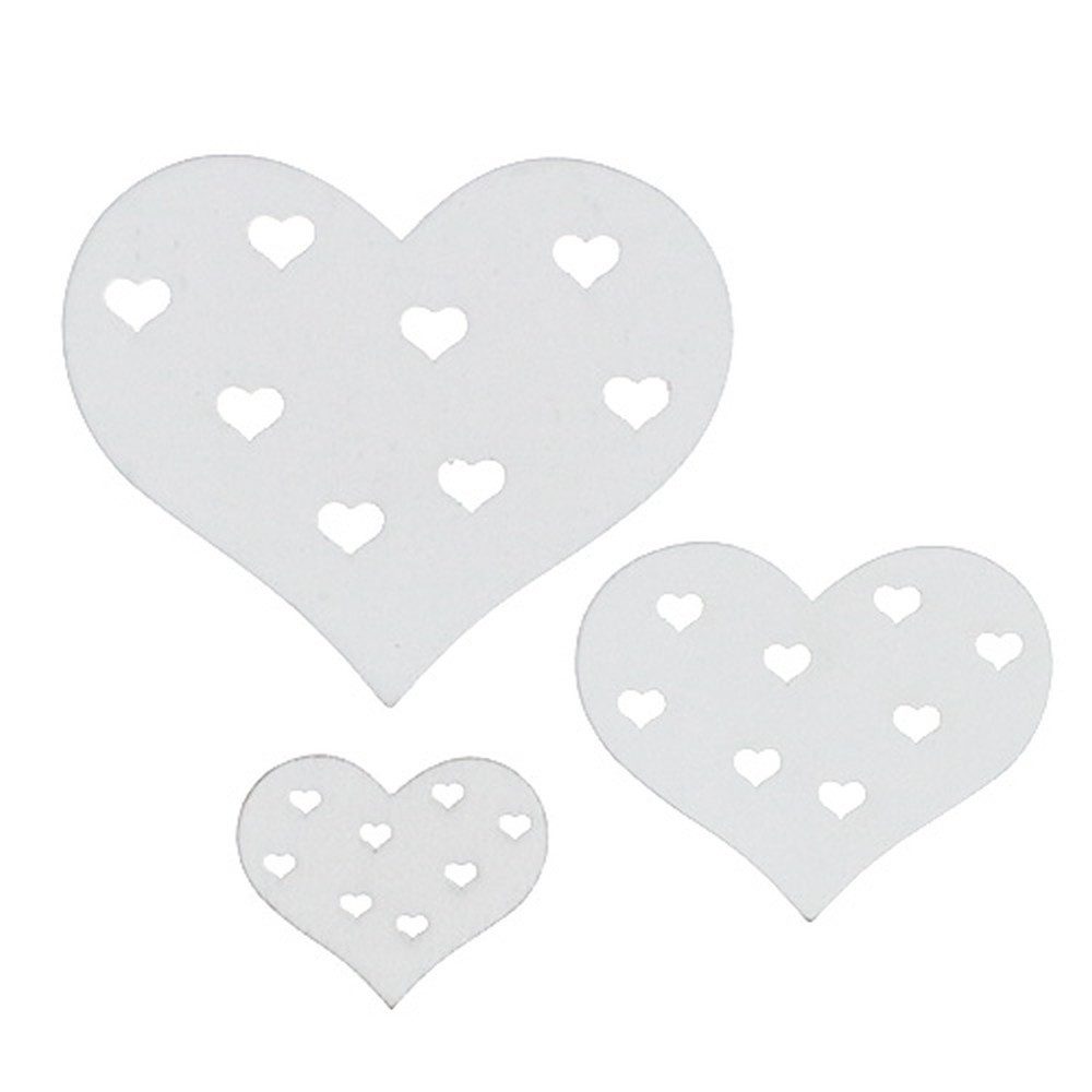Florists Products Streudeko Herzdeko Mix Weiß Holz 54 St. - Hochzeit & Party 3 Größen, 54 Stück
