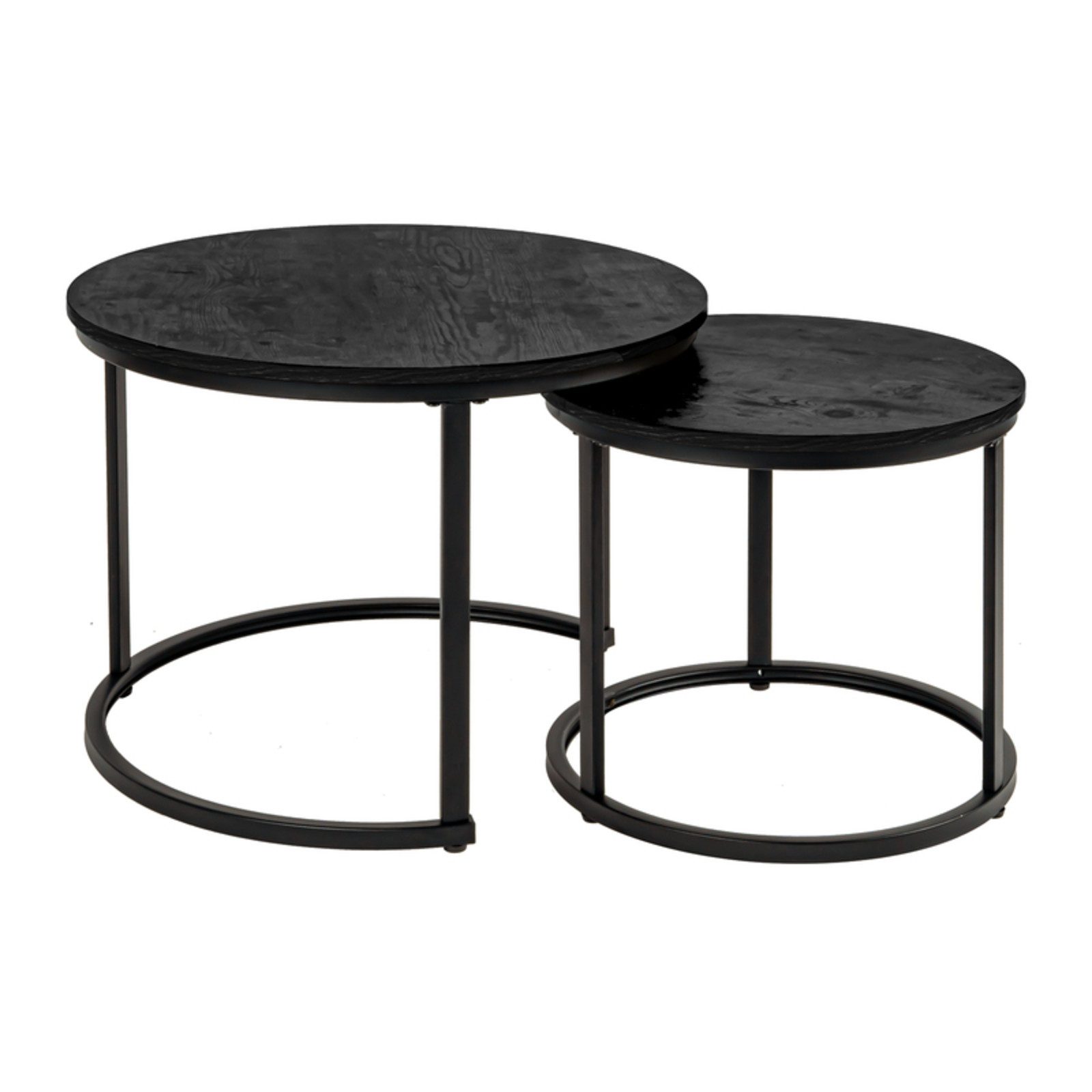 HawthyHome Couchtisch 2er-Set runde Beistelltische aus Holz & Metall (2-St), Moderne Kaffeetische für Wohnzimmer Schlafzimmer – Bild 3 von 5