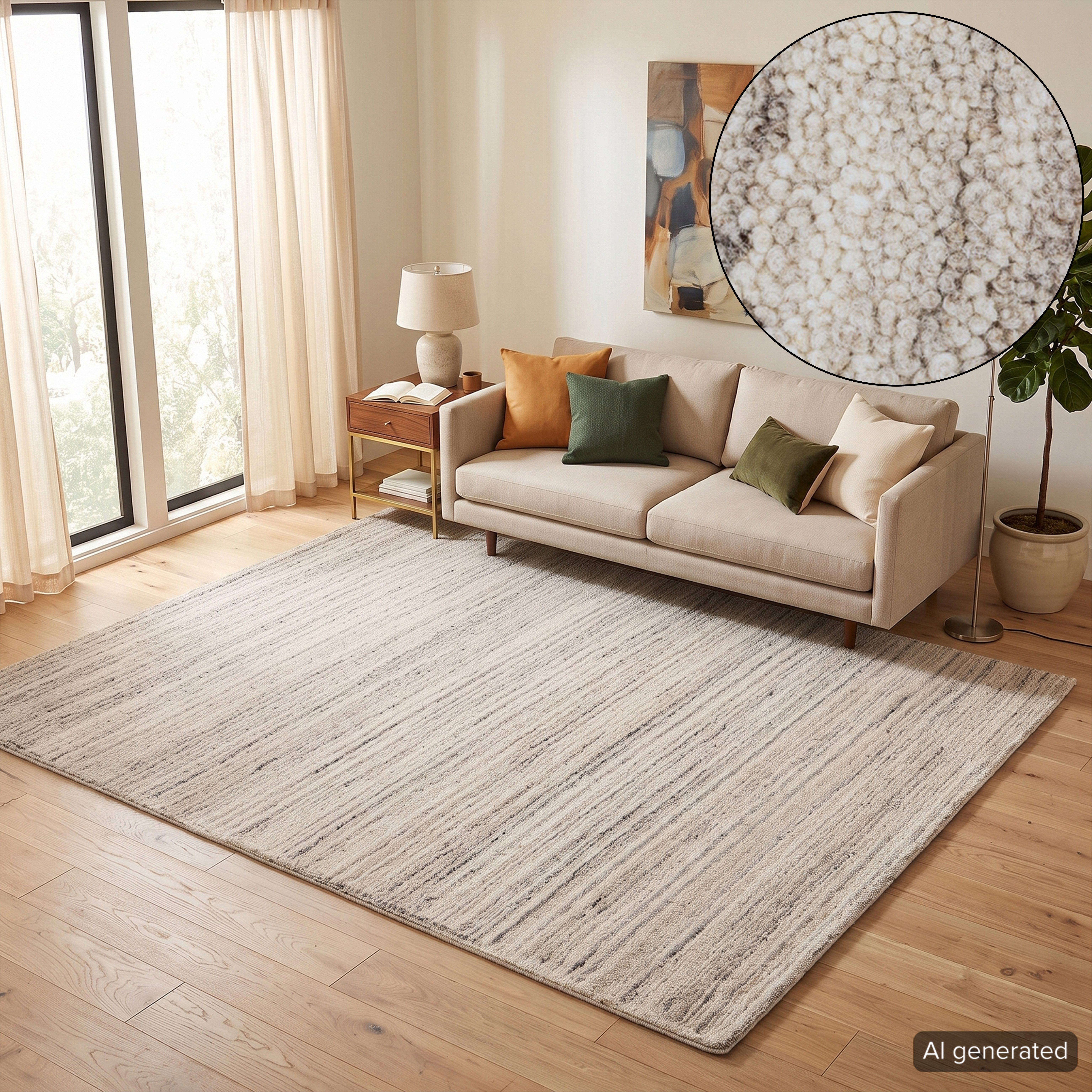 THEKO Wollteppich Janne, Berber Teppich, Wolle, meliert, handgearbeitet, rechteckig, Höhe: 20 mm, handgetuftet, Wohnzimmer, Schlafzimmer, Esszimmer