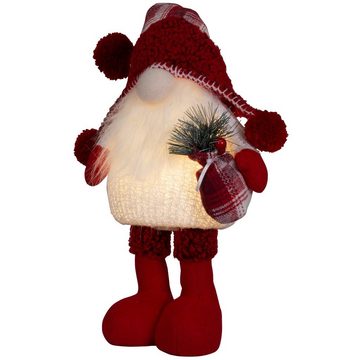 Christmas Paradise Weihnachtsfigur Wichtel mit LED 38cm (52cm) stehend, (Dekofiguren, 2 St., im Set), Weihnachten, grau-rot, leuchtend