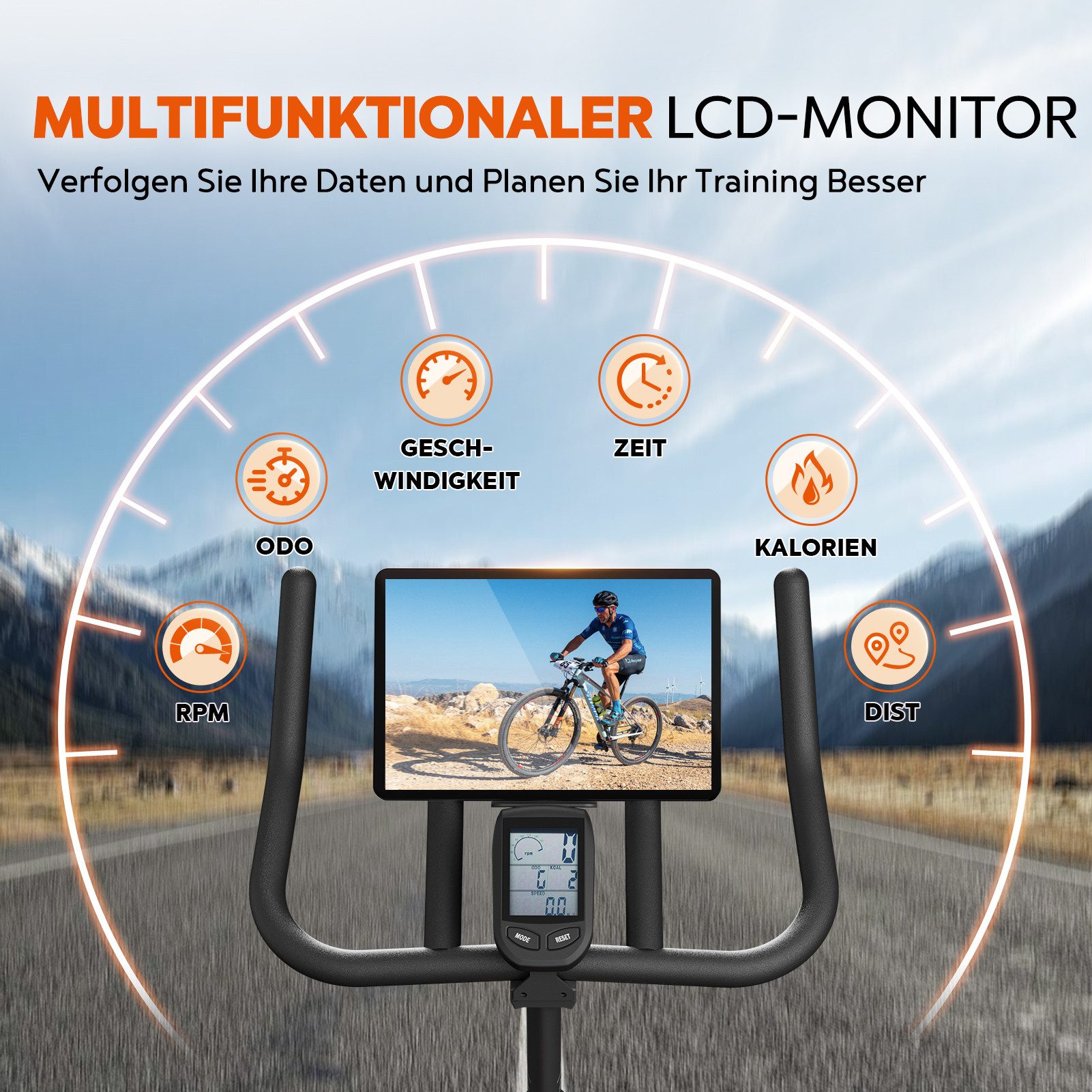 YAMO Speedbike YK10 Heimtrainer Fitnessbike mit LCD-Monitor, 120KG Belastbar, Heimtrainer Fahrrad mit leisem Riemenantrieb